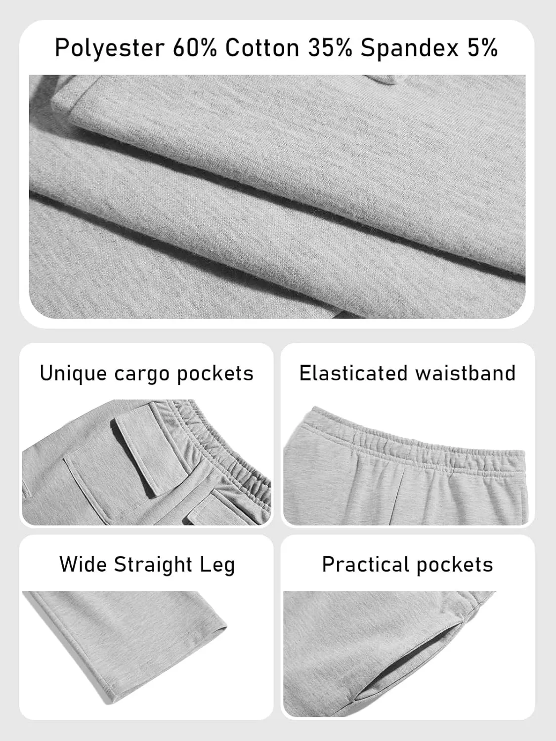 Girls Kids Cargo Sweatpants Wide Straight Leg Jogger Pants 5-14 Years