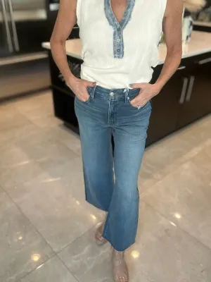 Good Waist Palazzo Crop Jeans w/ Tuxedo Shadow