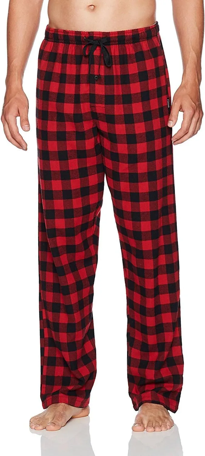 Hanes Ultimate Men's Flannel Pant, Black/White, Small