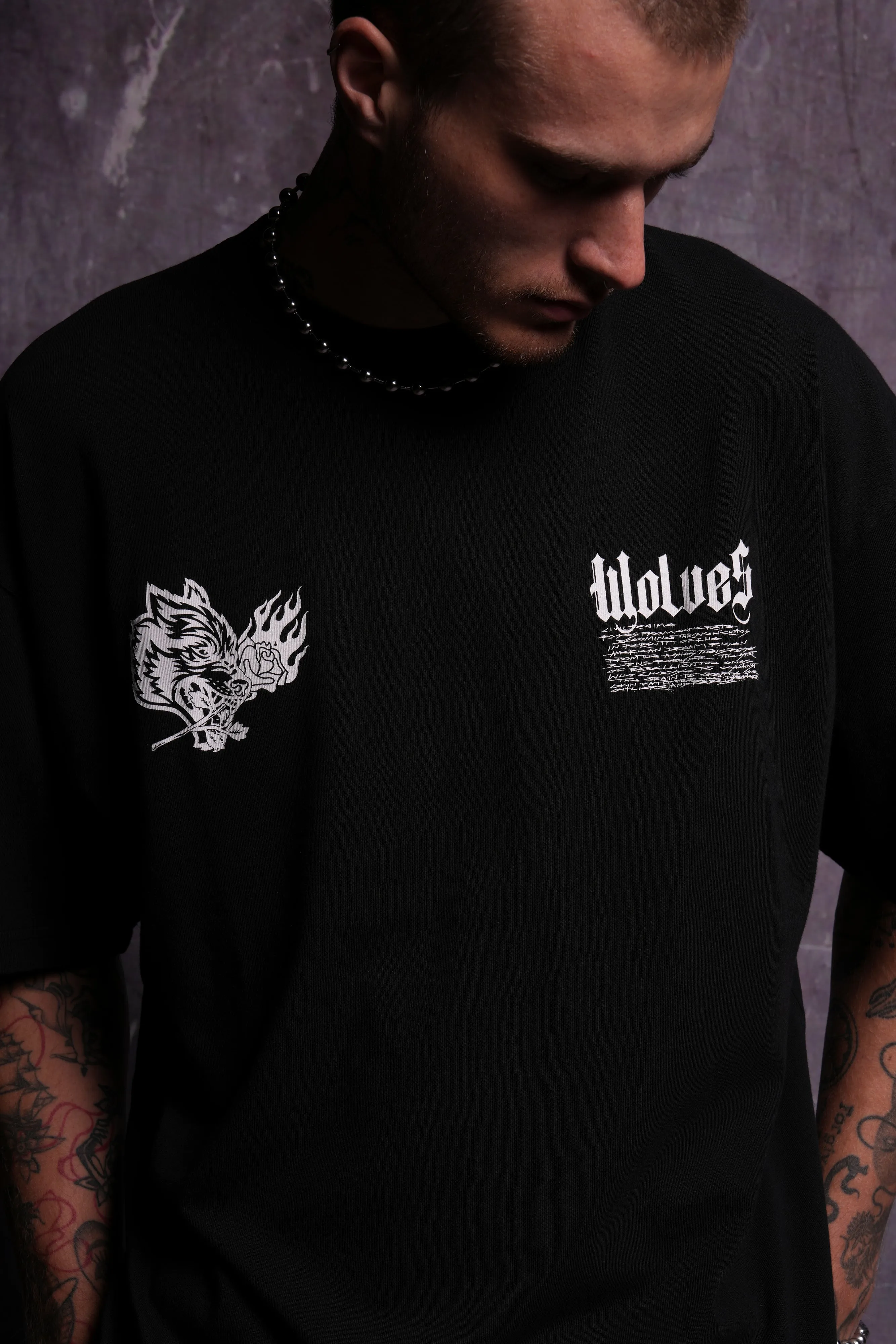 Infernal Bloom "Premium" Oversized Tee in Black