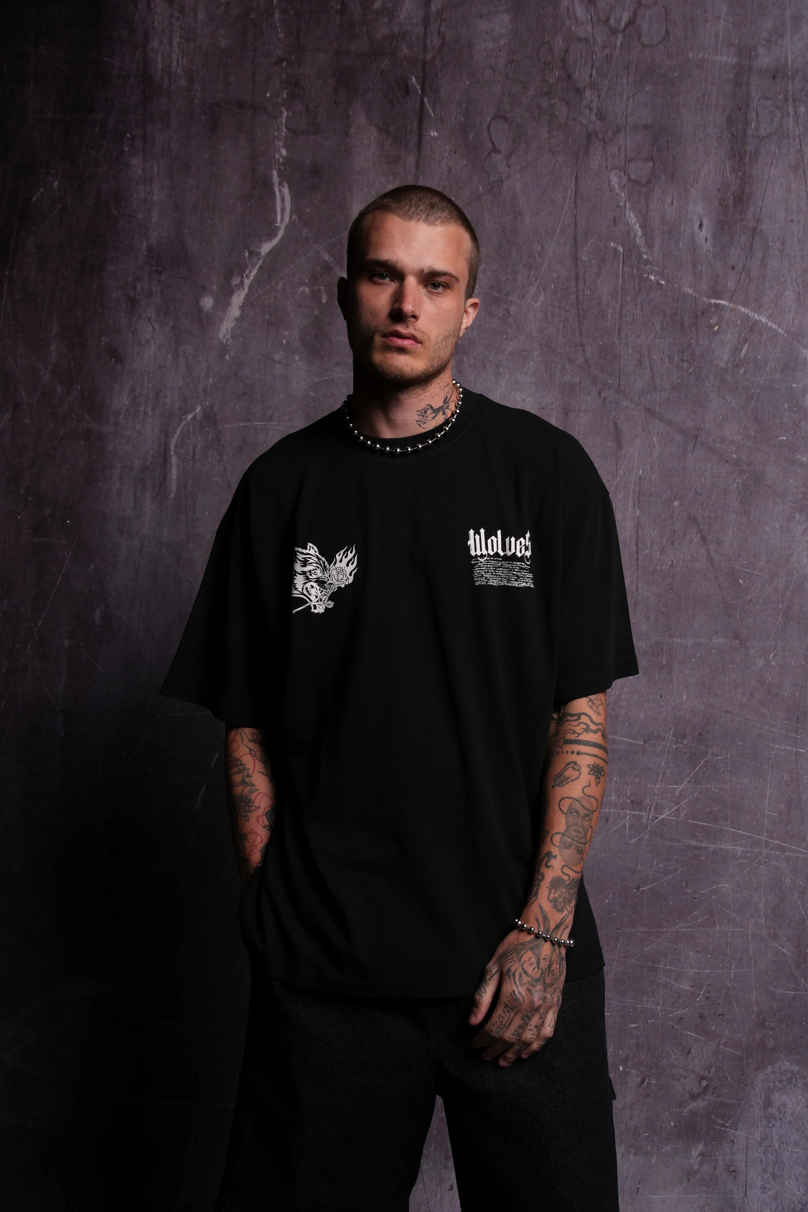 Infernal Bloom "Premium" Oversized Tee in Black