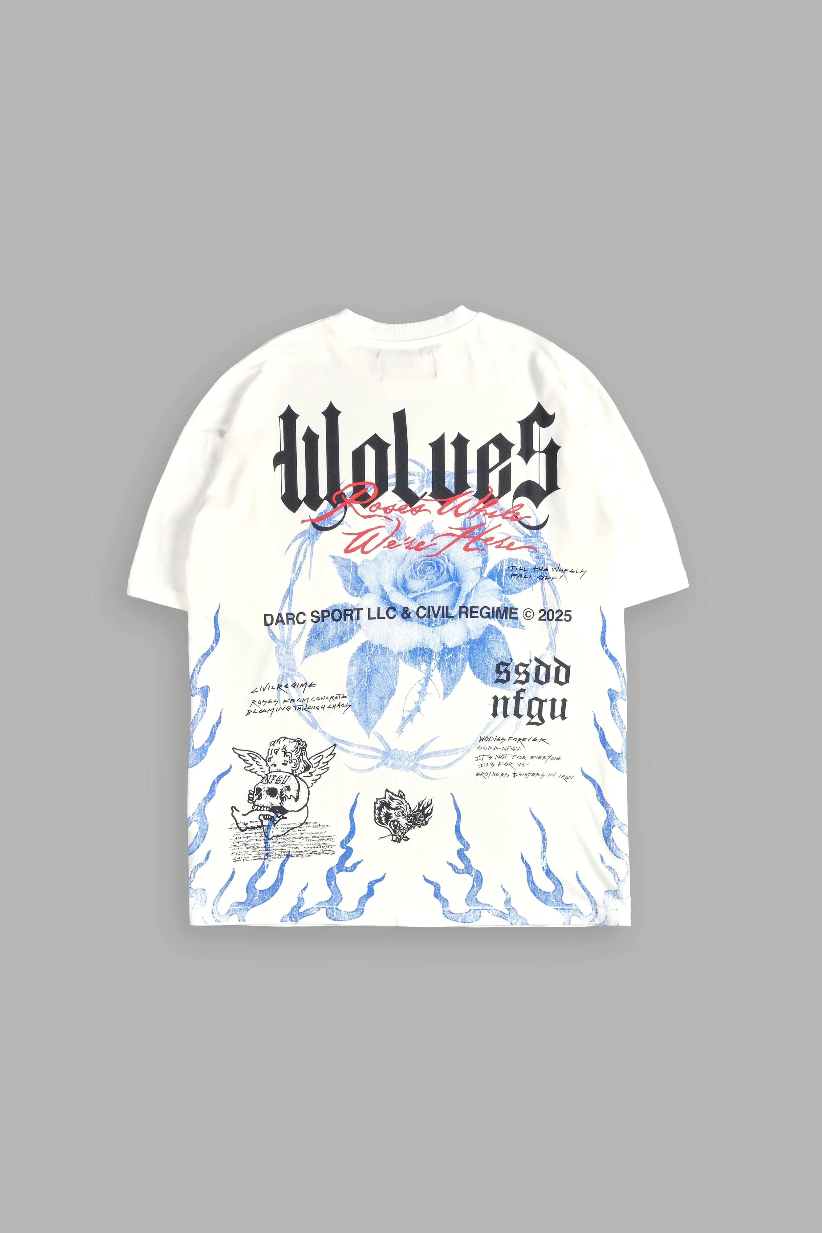 Infernal Bloom "Premium" Oversized Tee in Cream
