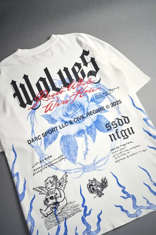 Infernal Bloom "Premium" Oversized Tee in Cream