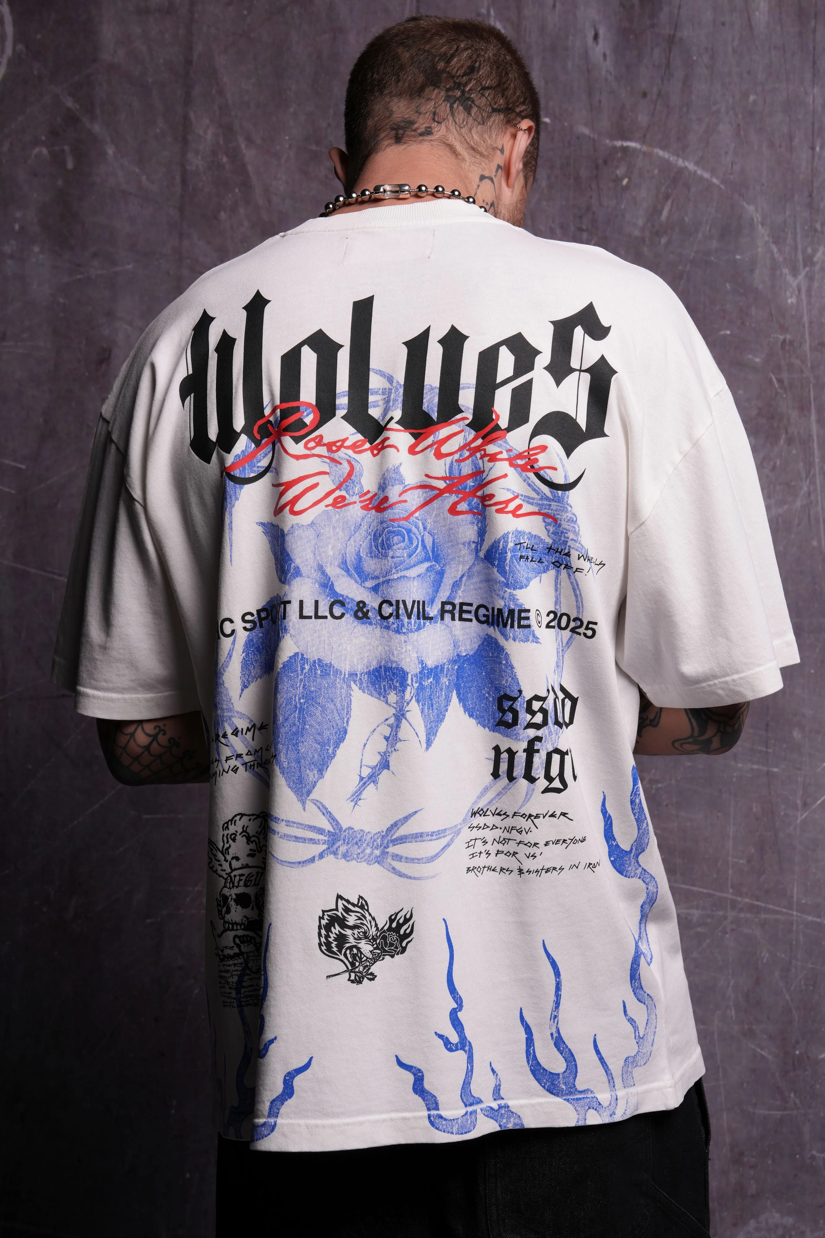 Infernal Bloom "Premium" Oversized Tee in Cream