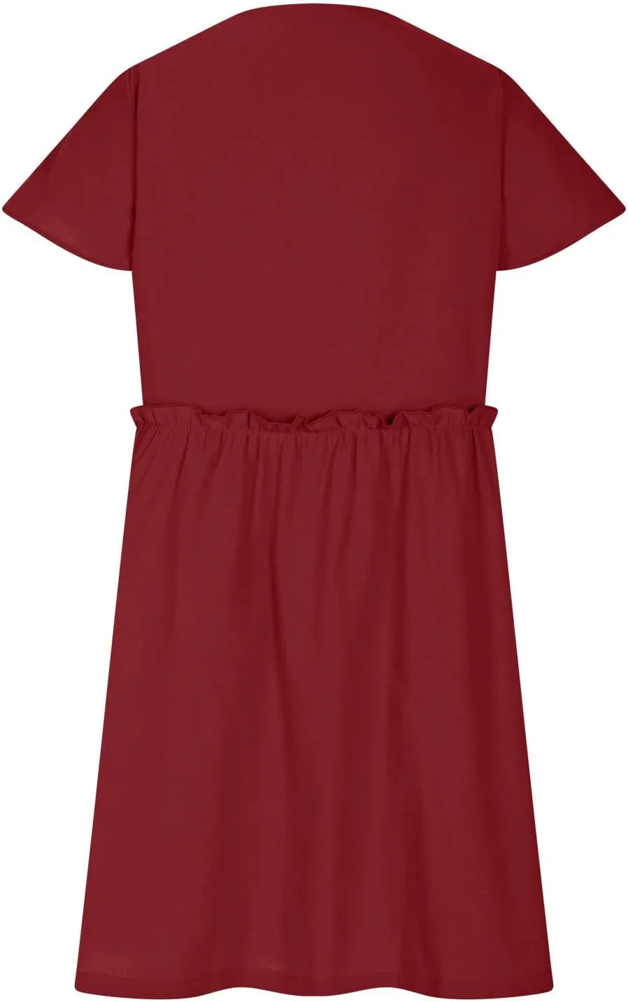 JOAU Women Button Up Shirt Dress 2025 Loose Summer V Neck Flutter Sleeve Dresses Ruffle Elastic Waist Casual Mini Tunic Dress