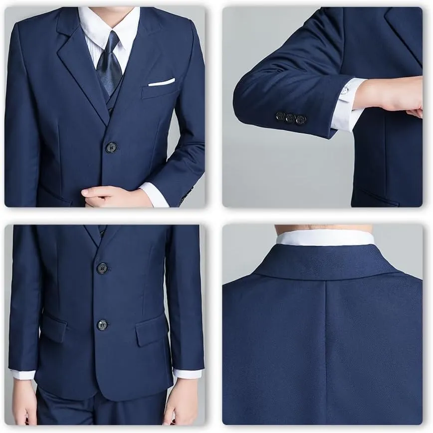JPF Boy's Formal Suit Set Slim Fit Kids Tuxedo Suits for Wedding Teen Toddler Boy Dress Suit Outfit
