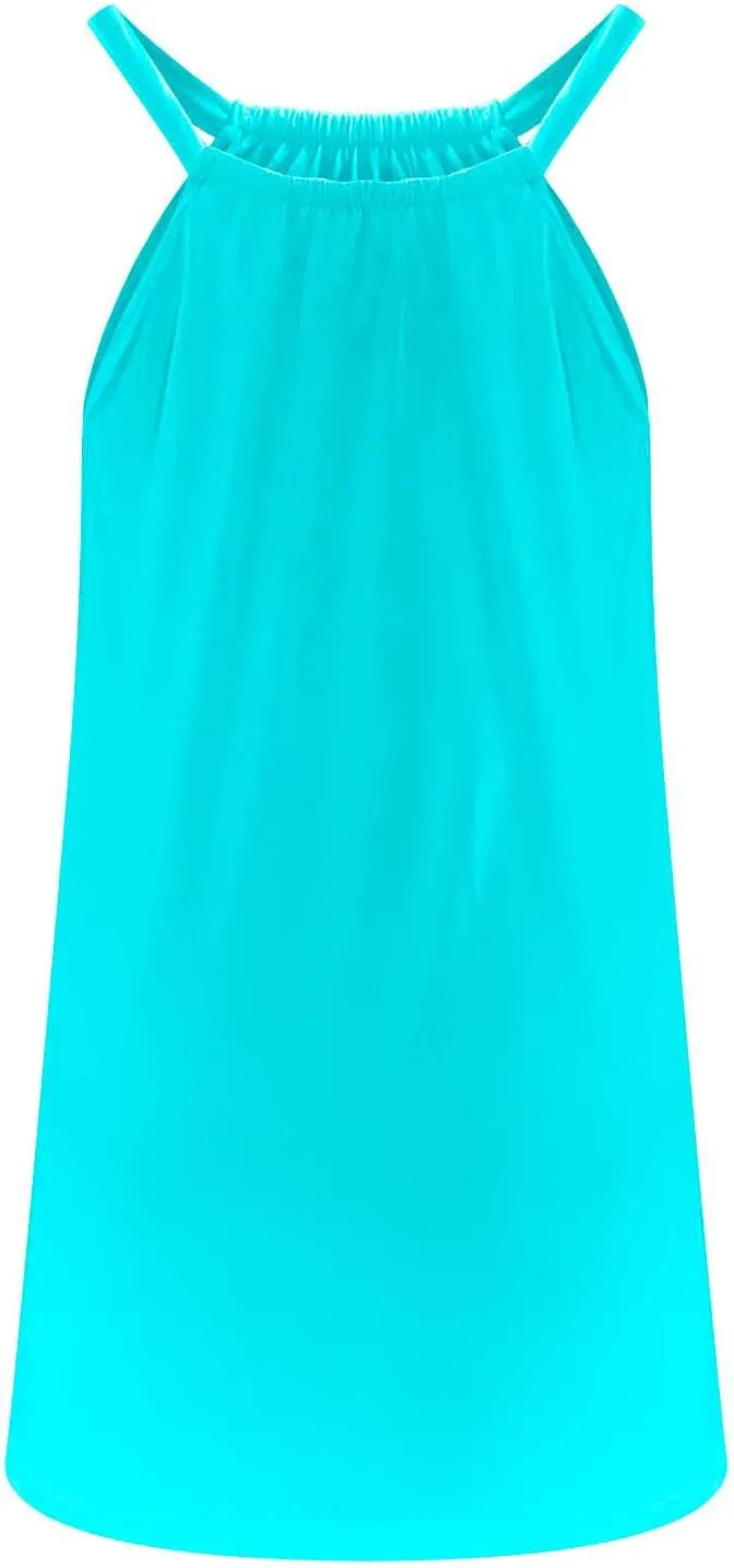 jsaierl Women Sundress Summer Sleeveless Beach Mini Dress Cute Cami Tank Dress A Line Swing Dress Casual Boho Vacation Dress