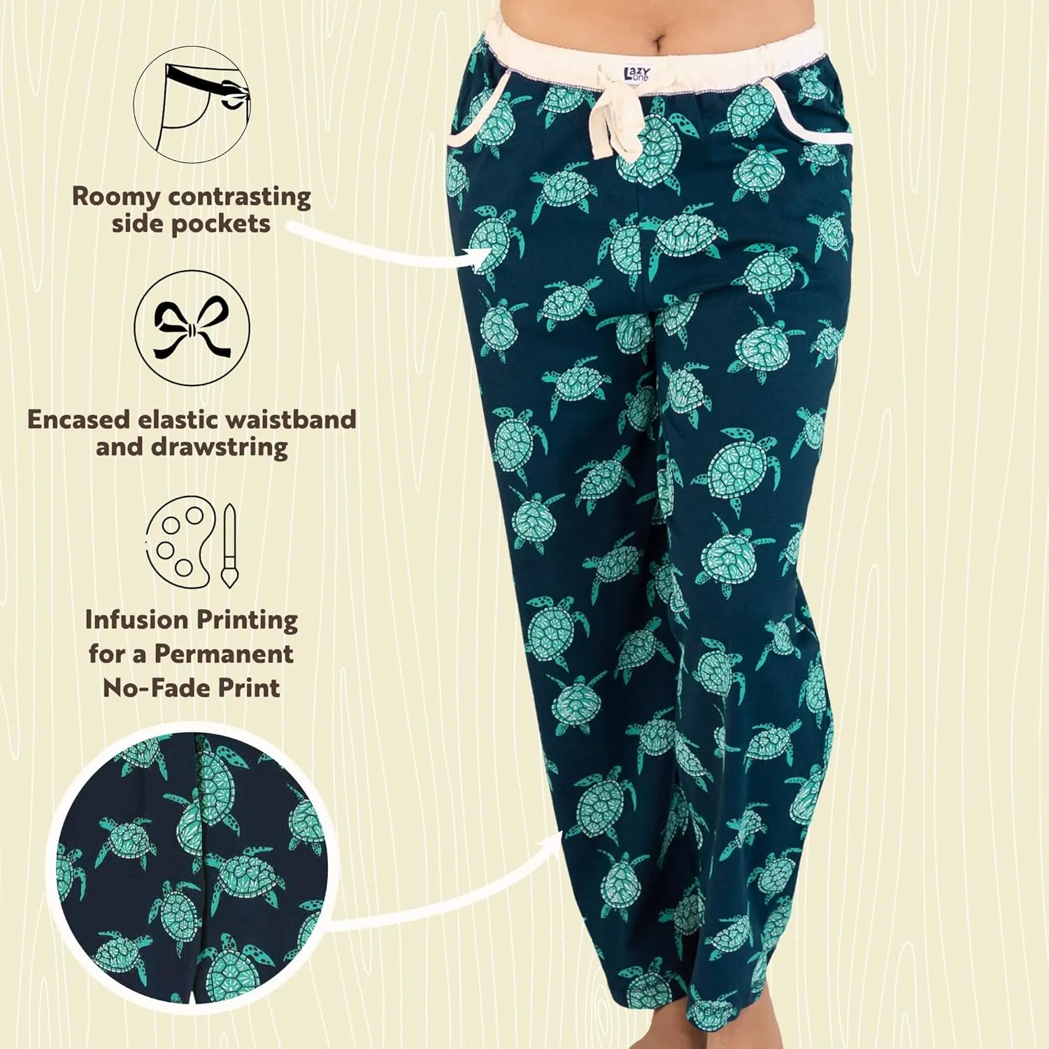 Lazy One Pajamas for Women, Cute Ocean Pajama Pants and Top Separates