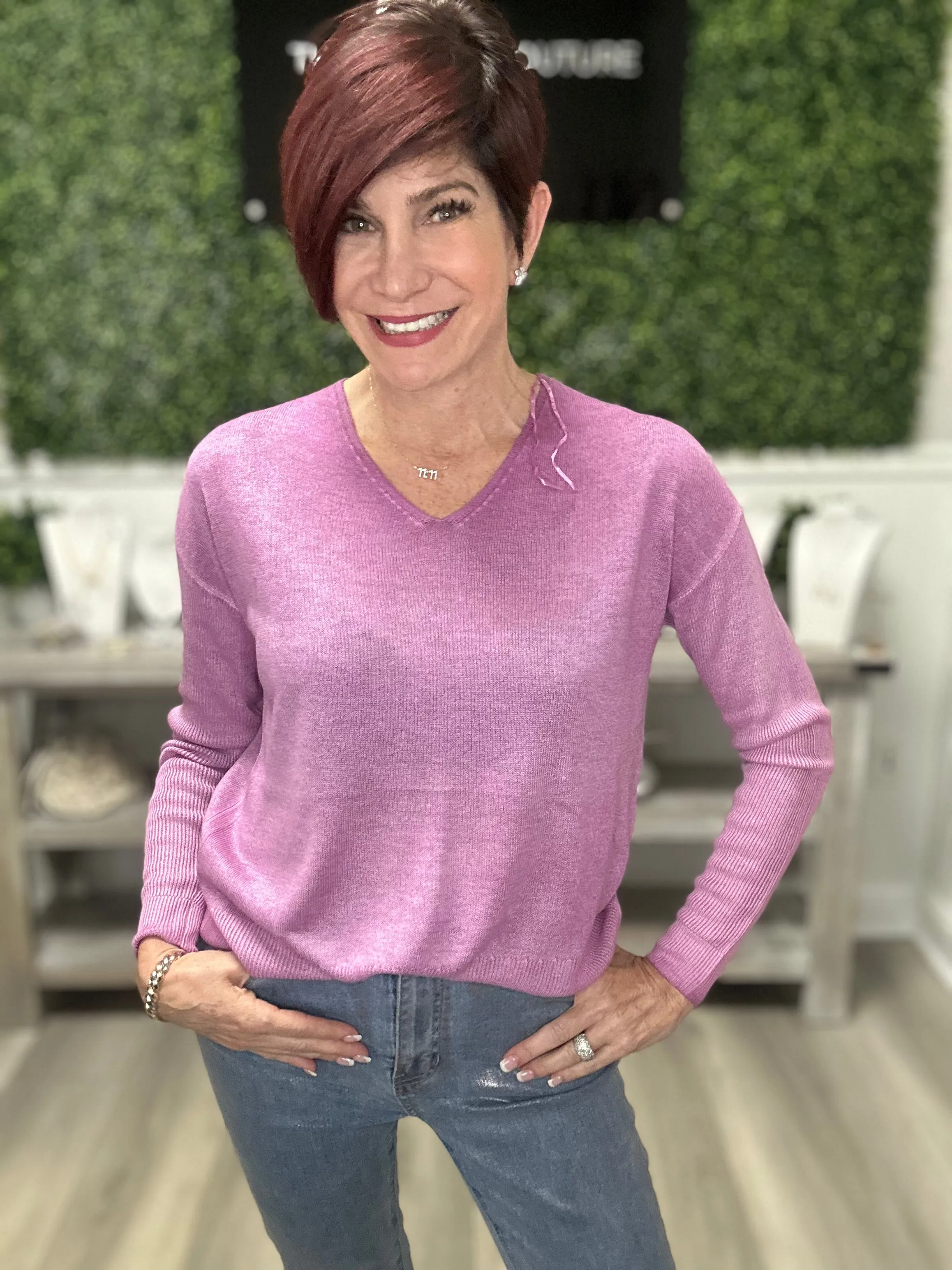 Light Knit V-Neck Sweater