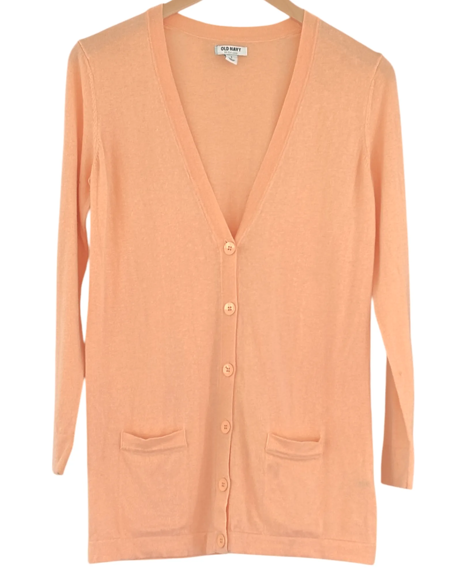 Light Spring Melon Sorbet Patch Pocket Cardigan Sweater