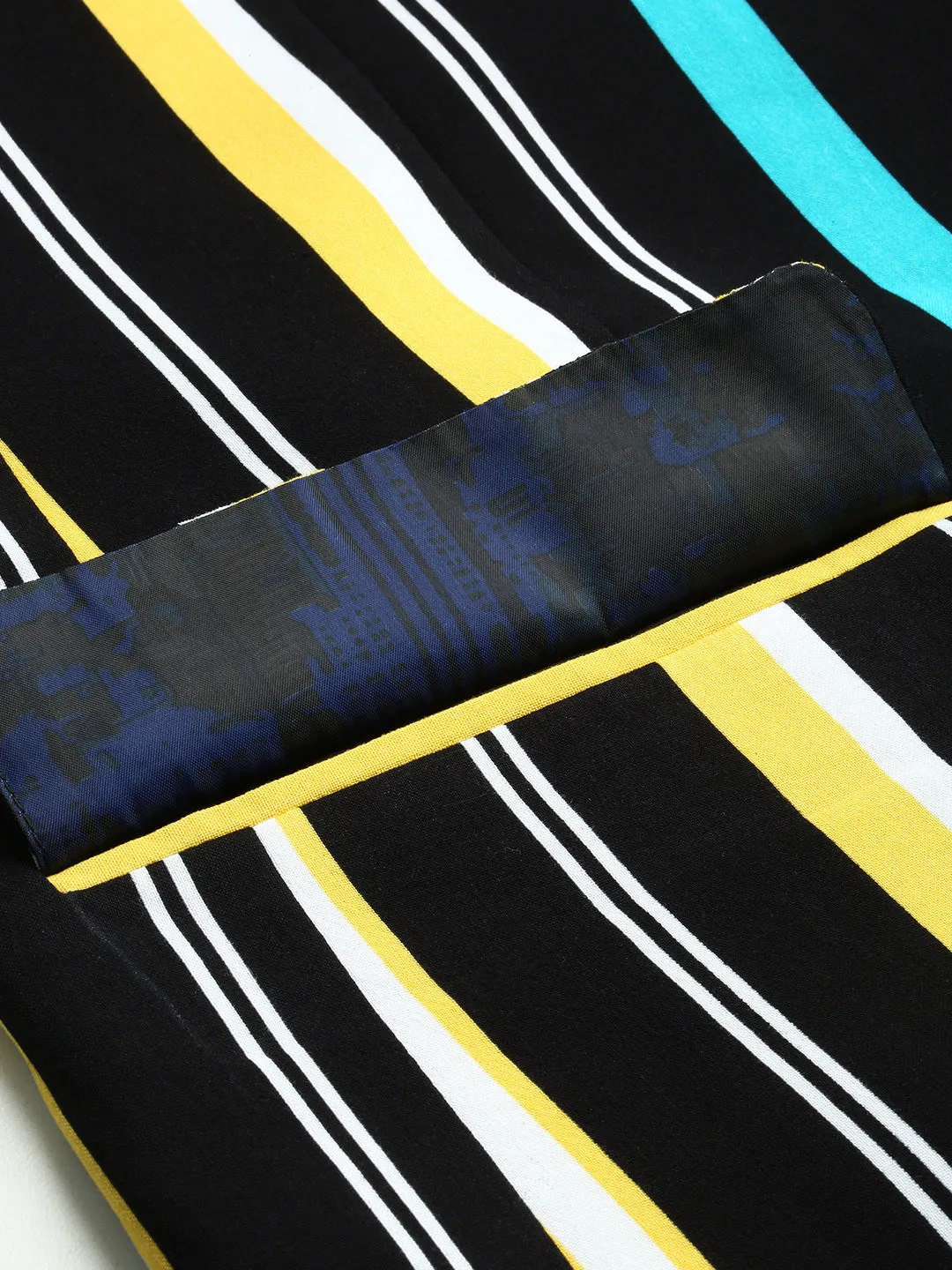 Men Black Striped Slim Fit Bandhgala Blazer