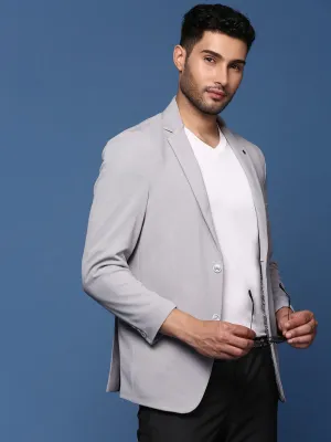 Men Grey Single Breasted Slim Fit Casual Blazer