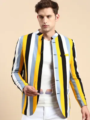 Men Multi Striped Slim-Fit Bandhgala Blazer
