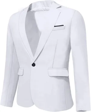 Mens Blazer,Men's One Button Suit Jacket Slim Fit Casual Dinner Wedding Party Prom Business Coat