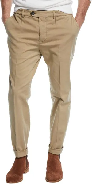 Mens Slim Fit Cotton Stretch Chino Pants 34 Khaki
