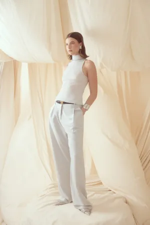 Millie Sheer Metallic Top - Pearl Grey