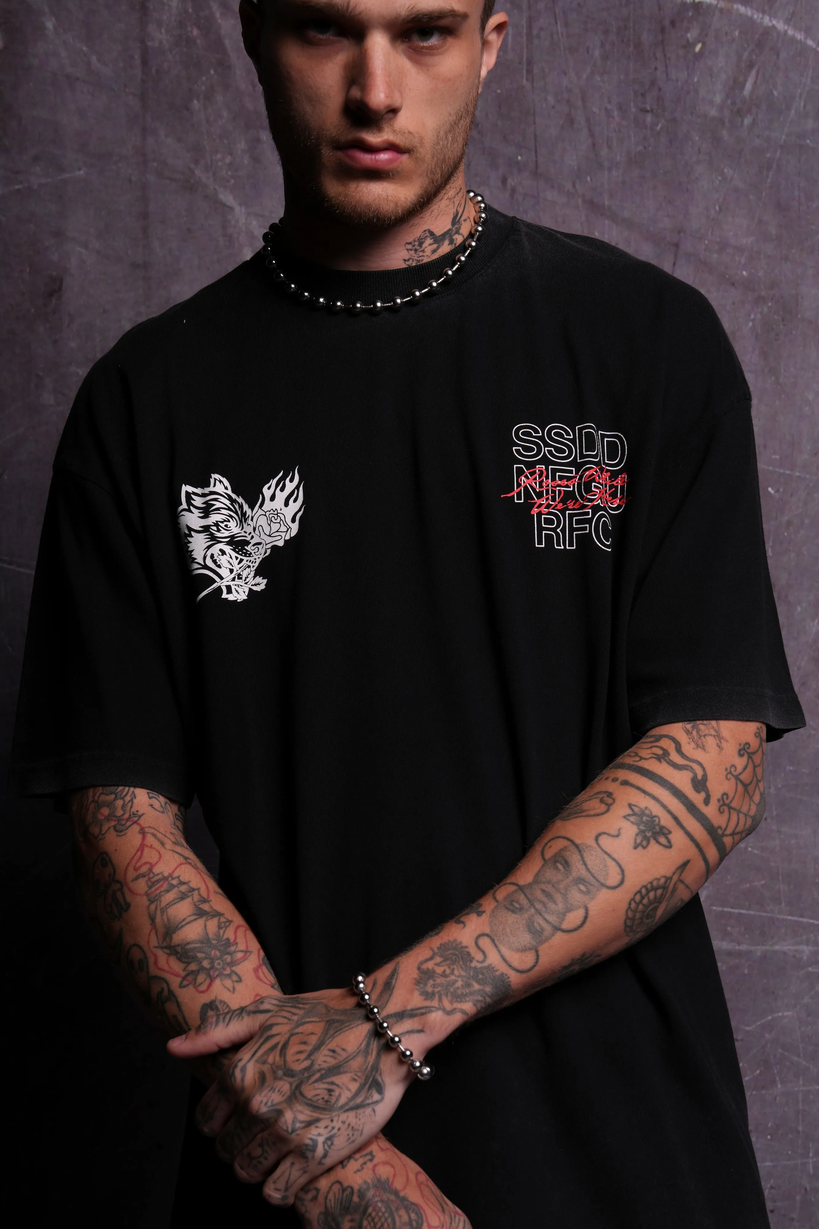 Mori Bloom "Premium" Oversized Tee in Black