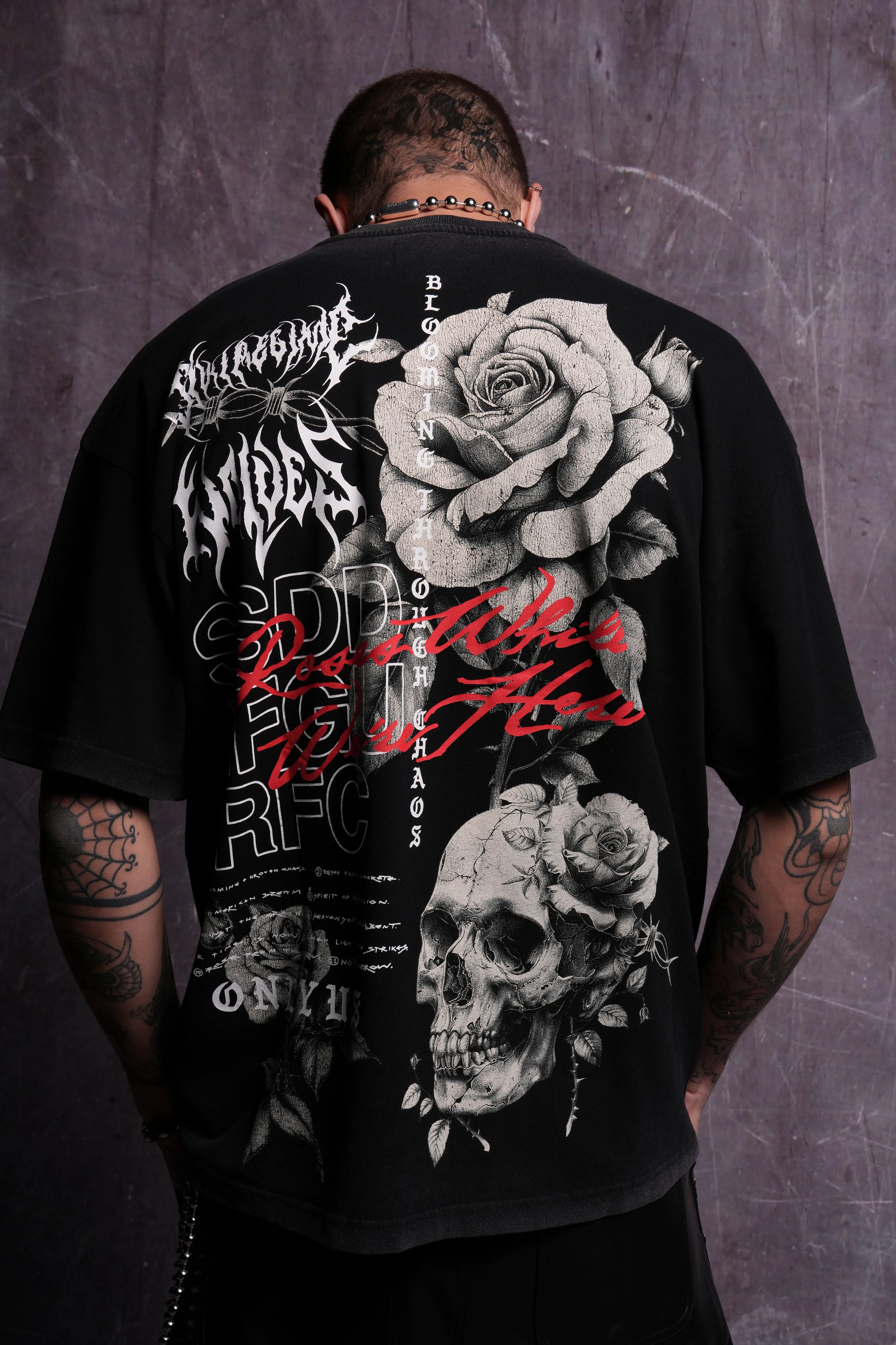 Mori Bloom "Premium" Oversized Tee in Black