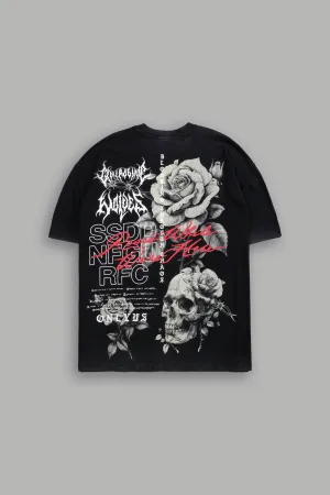 Mori Bloom "Premium" Oversized Tee in Black