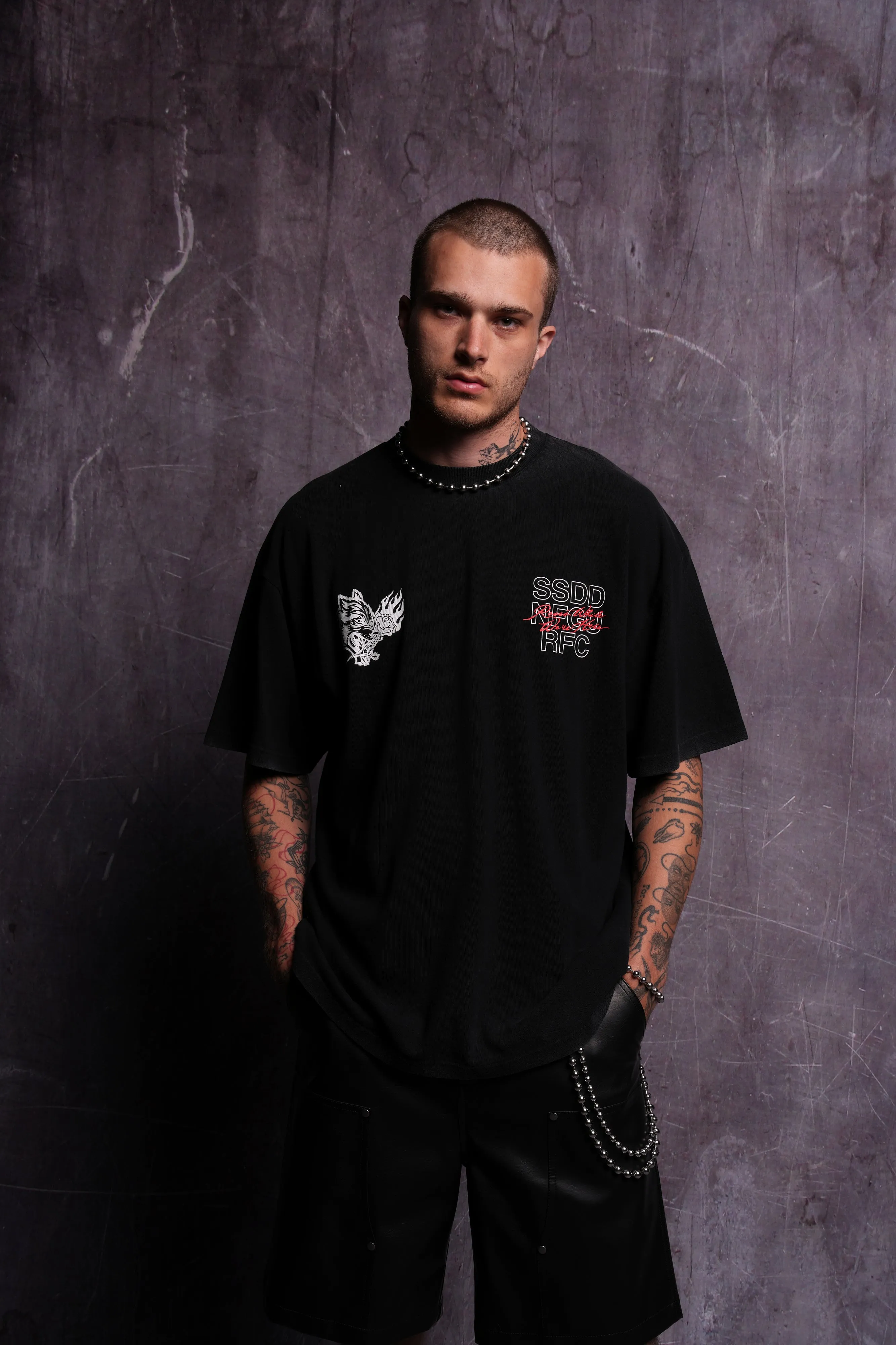 Mori Bloom "Premium" Oversized Tee in Black