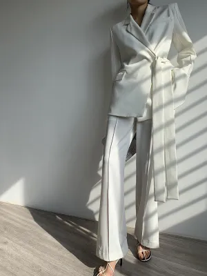 Notch Lapel Wrap Blazer - White