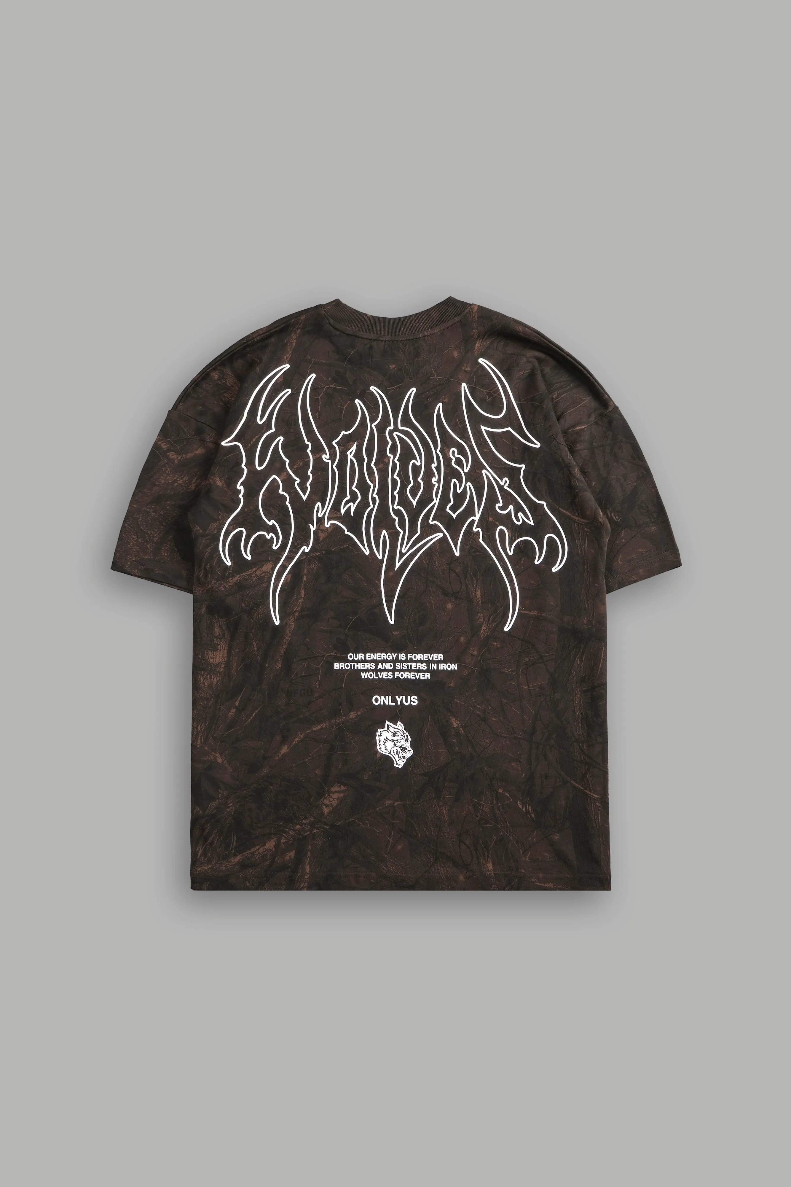 Origin Hesh "Premium" Oversized Tee in Brown Driftwood Forest Camo