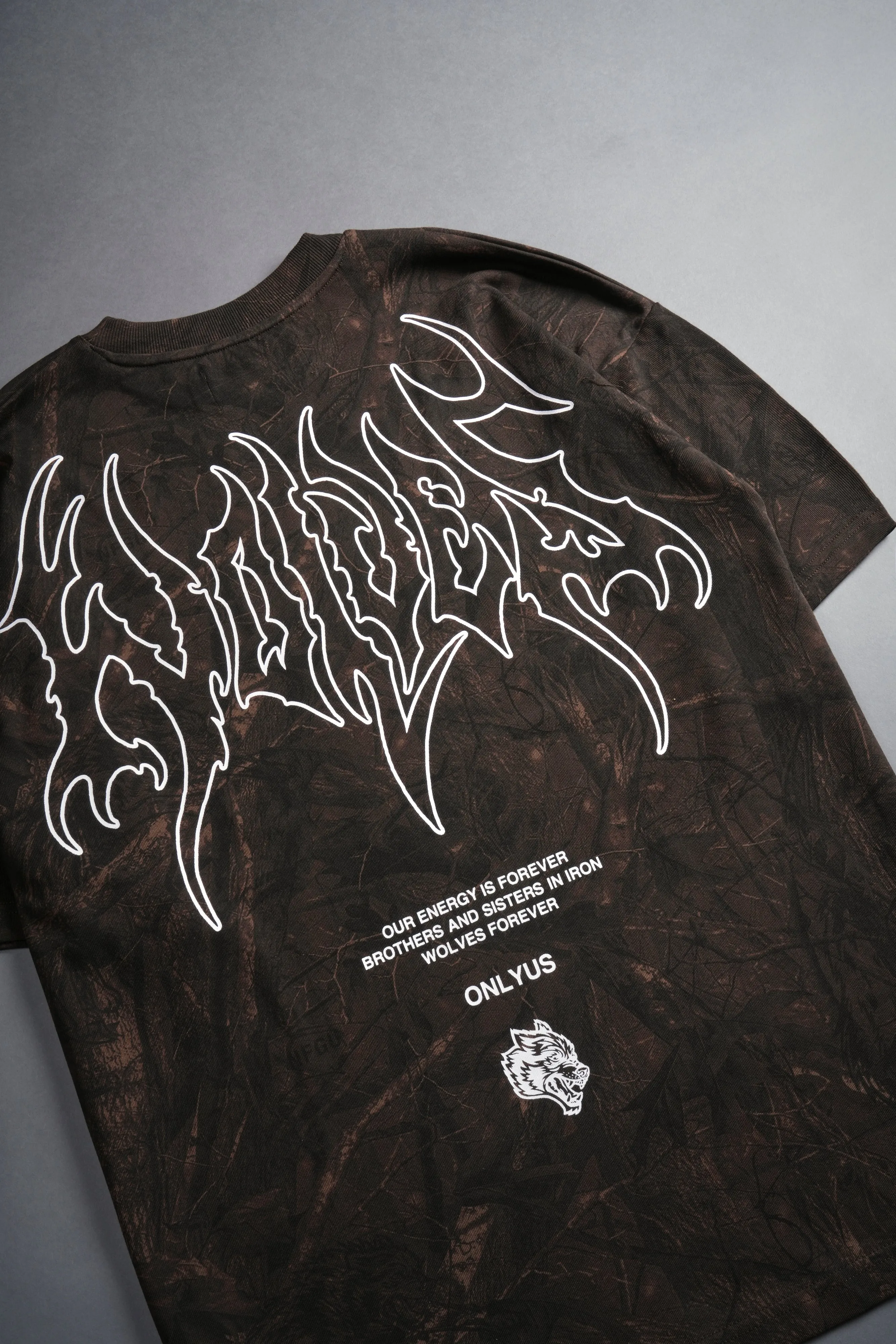 Origin Hesh "Premium" Oversized Tee in Brown Driftwood Forest Camo