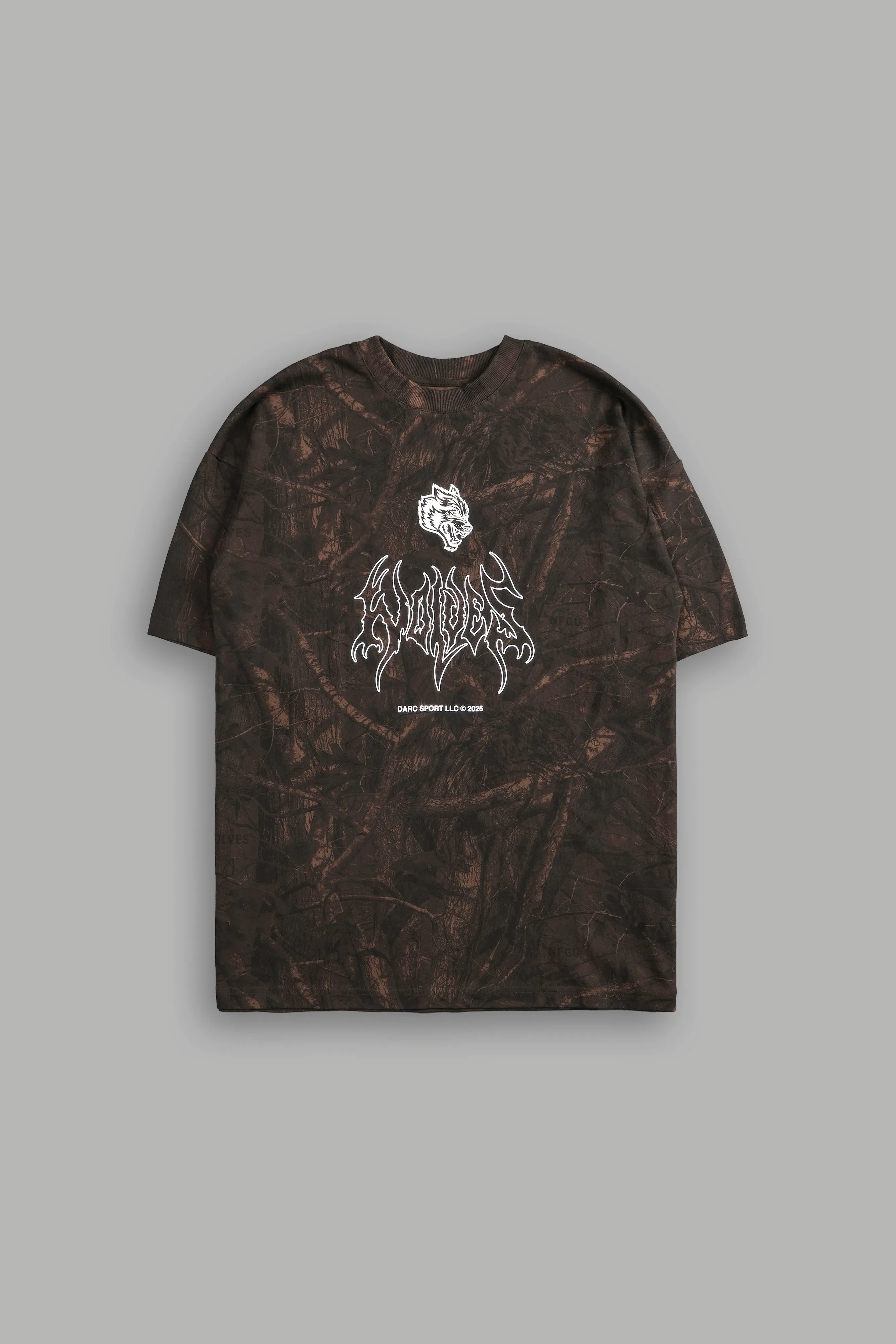 Origin Hesh "Premium" Oversized Tee in Brown Driftwood Forest Camo