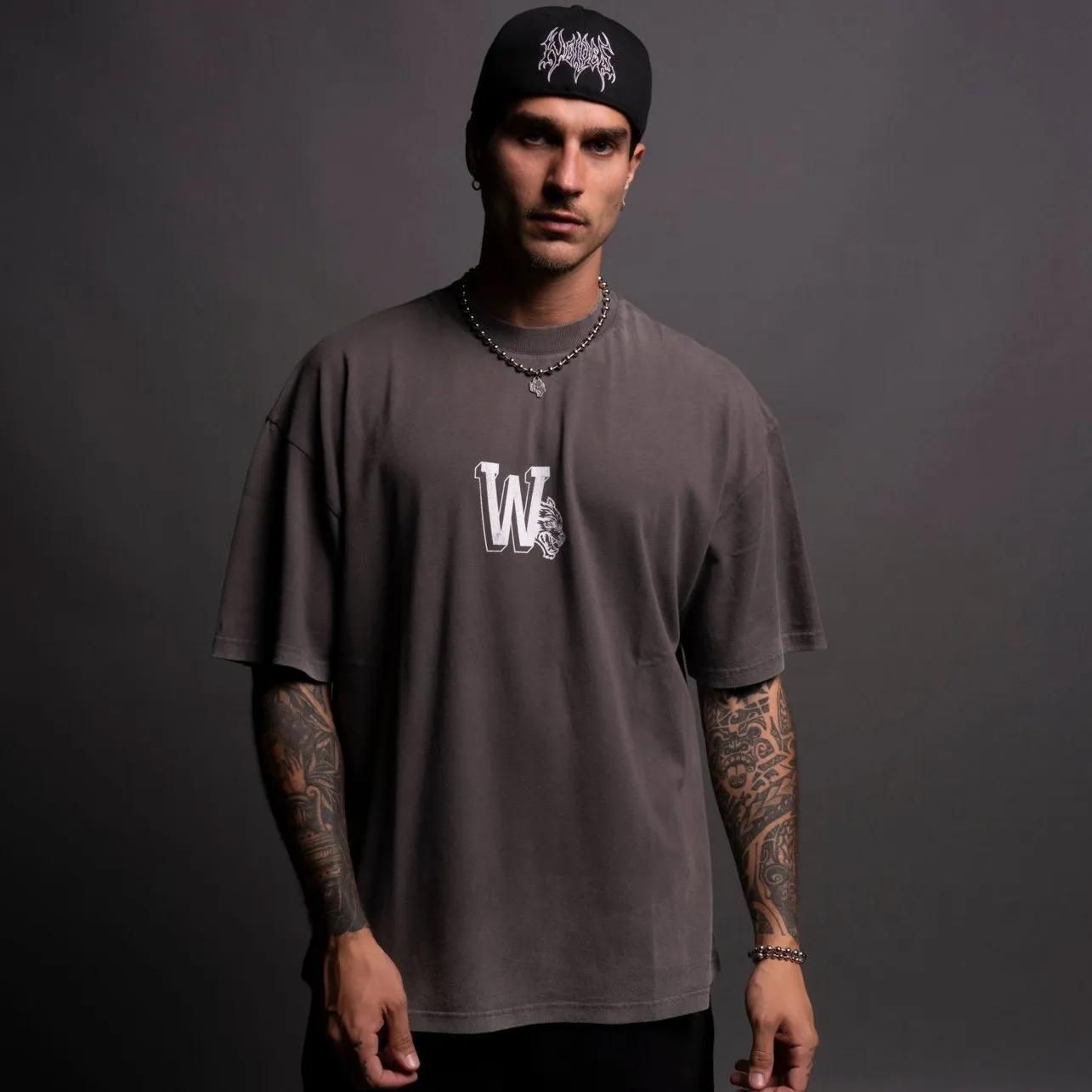 Our Stamp "Premium" Oversized Tee in Wolf Gray