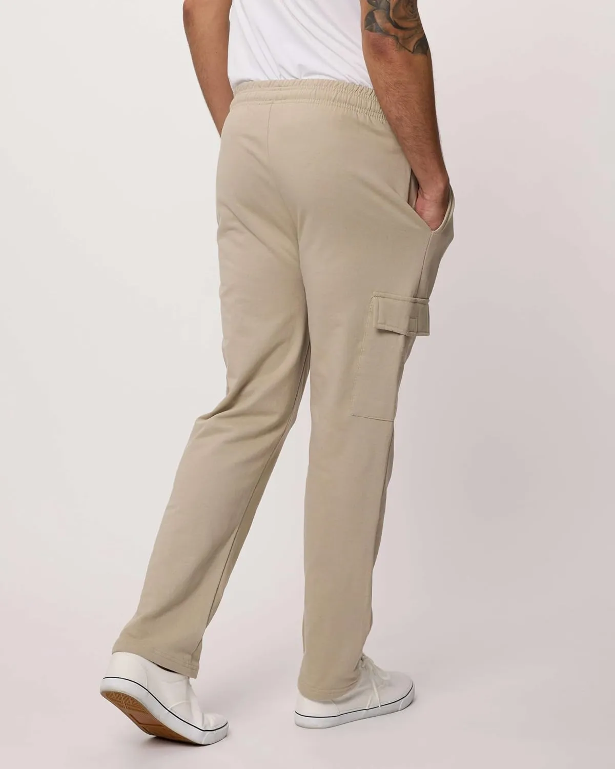 Real Essentials 3 Pack: Men's Tech Fleece Open Bottom Cargo Sweatpants with Pockets (Available in Big & Tall)
