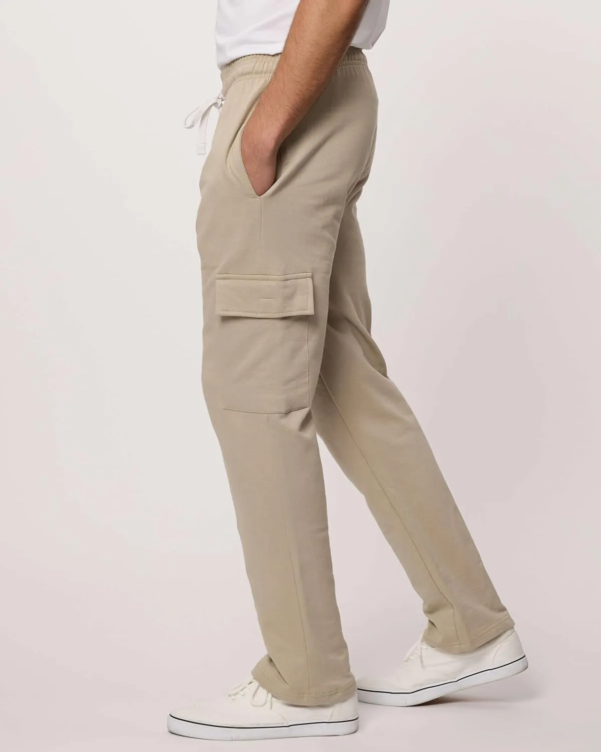 Real Essentials 3 Pack: Men's Tech Fleece Open Bottom Cargo Sweatpants with Pockets (Available in Big & Tall)