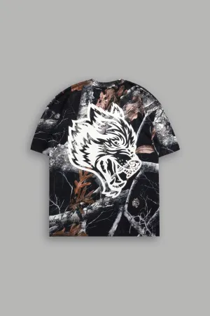 Respect The Wolves "Premium" Oversized Tee in Darc Woodland Camo