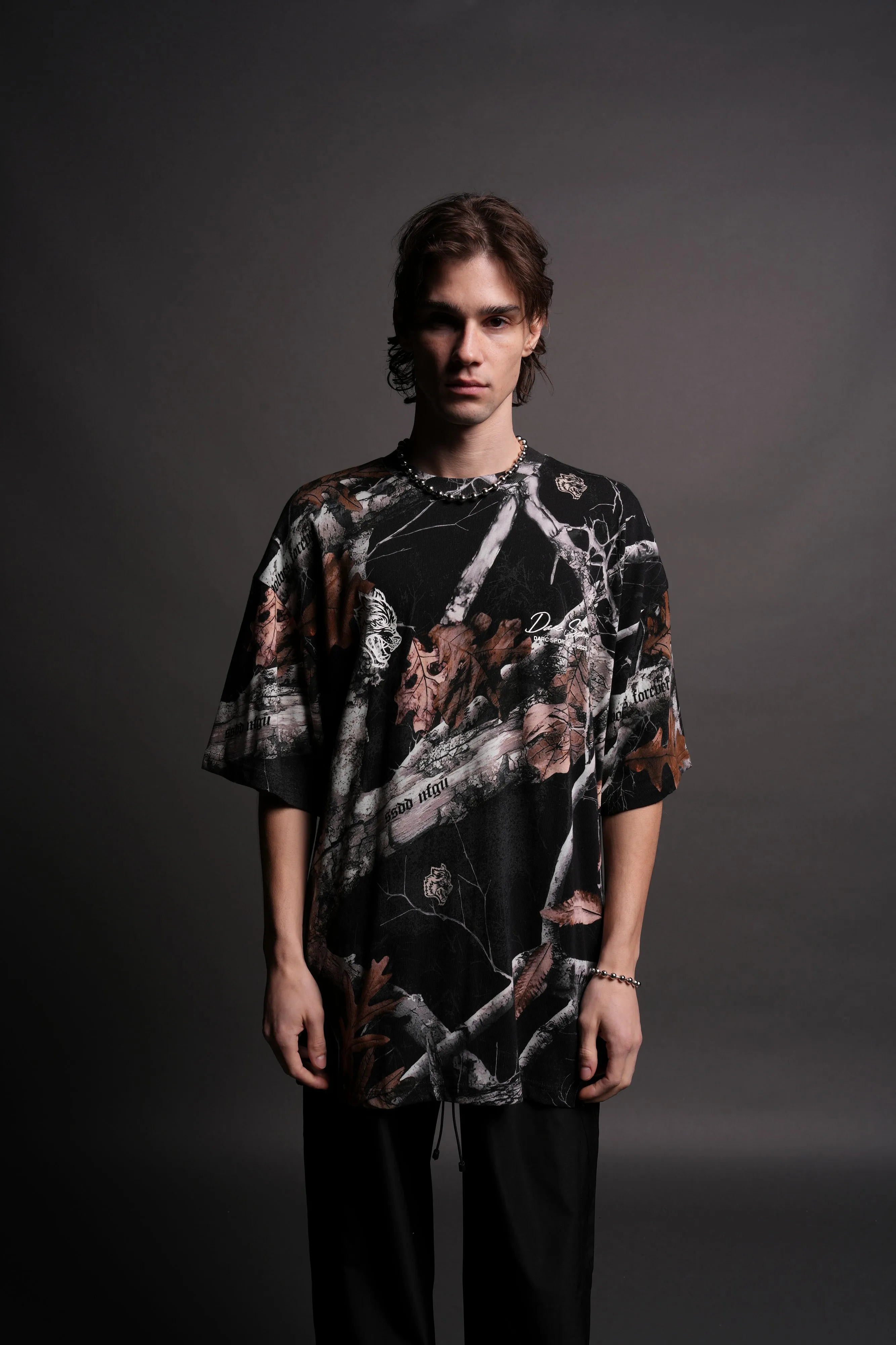 Respect The Wolves "Premium" Oversized Tee in Darc Woodland Camo
