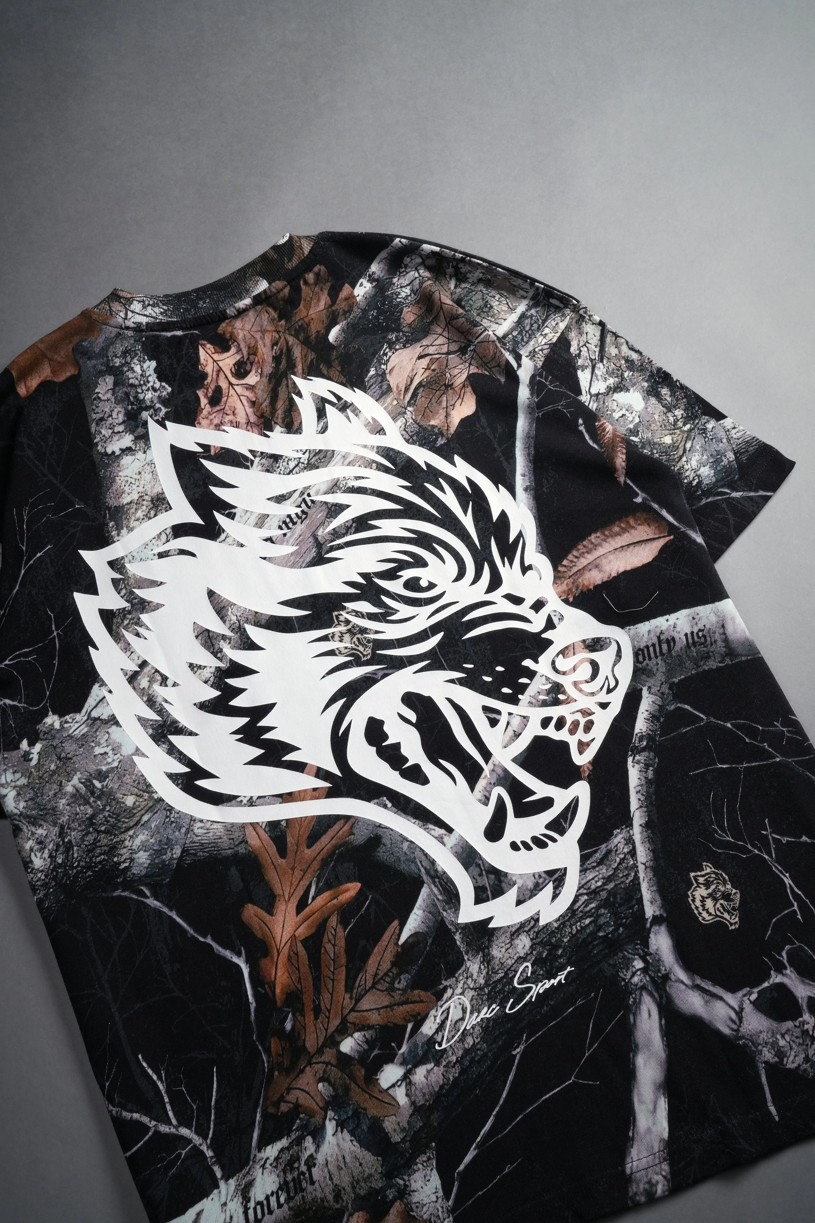 Respect The Wolves "Premium" Oversized Tee in Darc Woodland Camo
