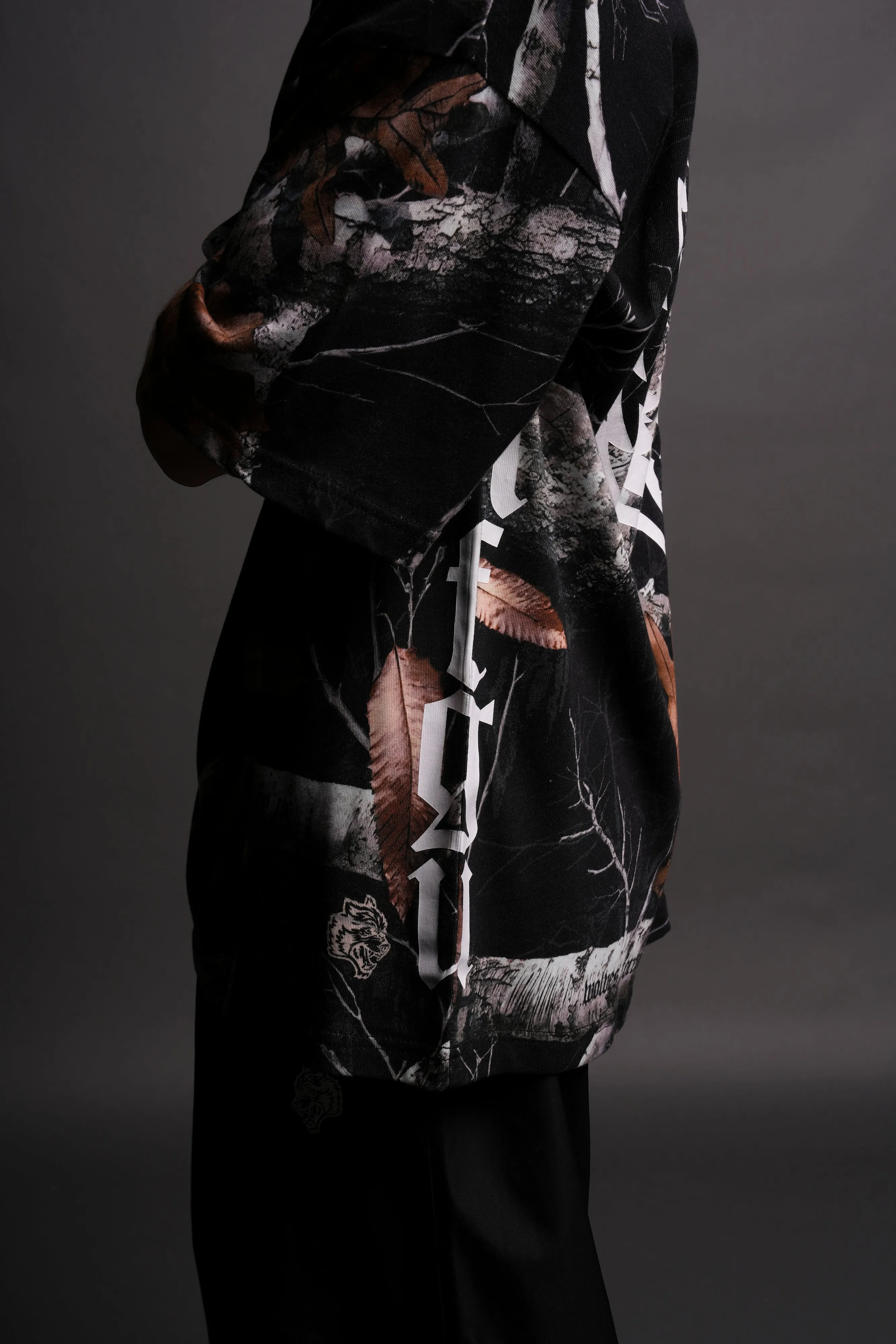 Respect The Wolves "Premium" Oversized Tee in Darc Woodland Camo