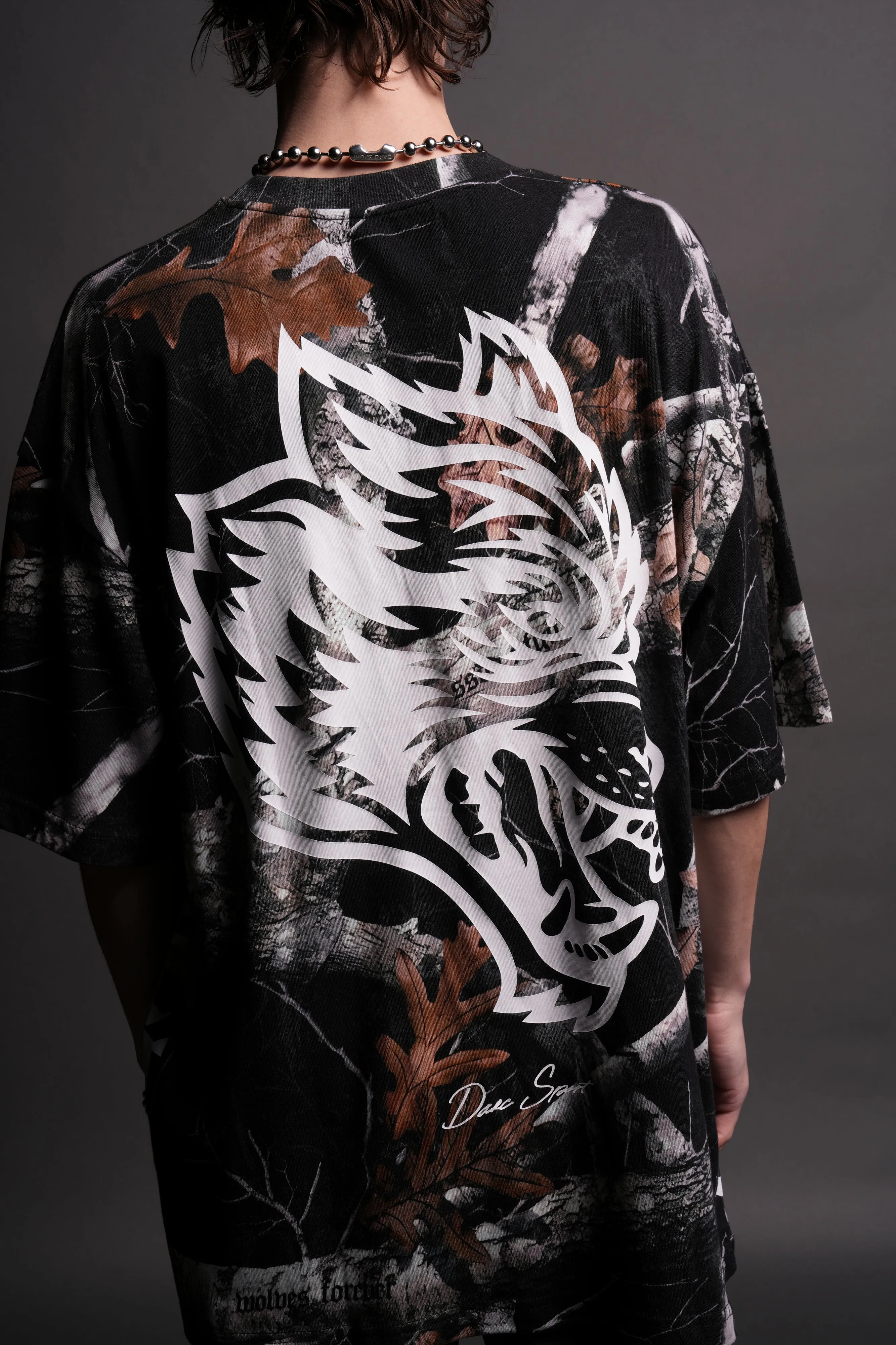 Respect The Wolves "Premium" Oversized Tee in Darc Woodland Camo