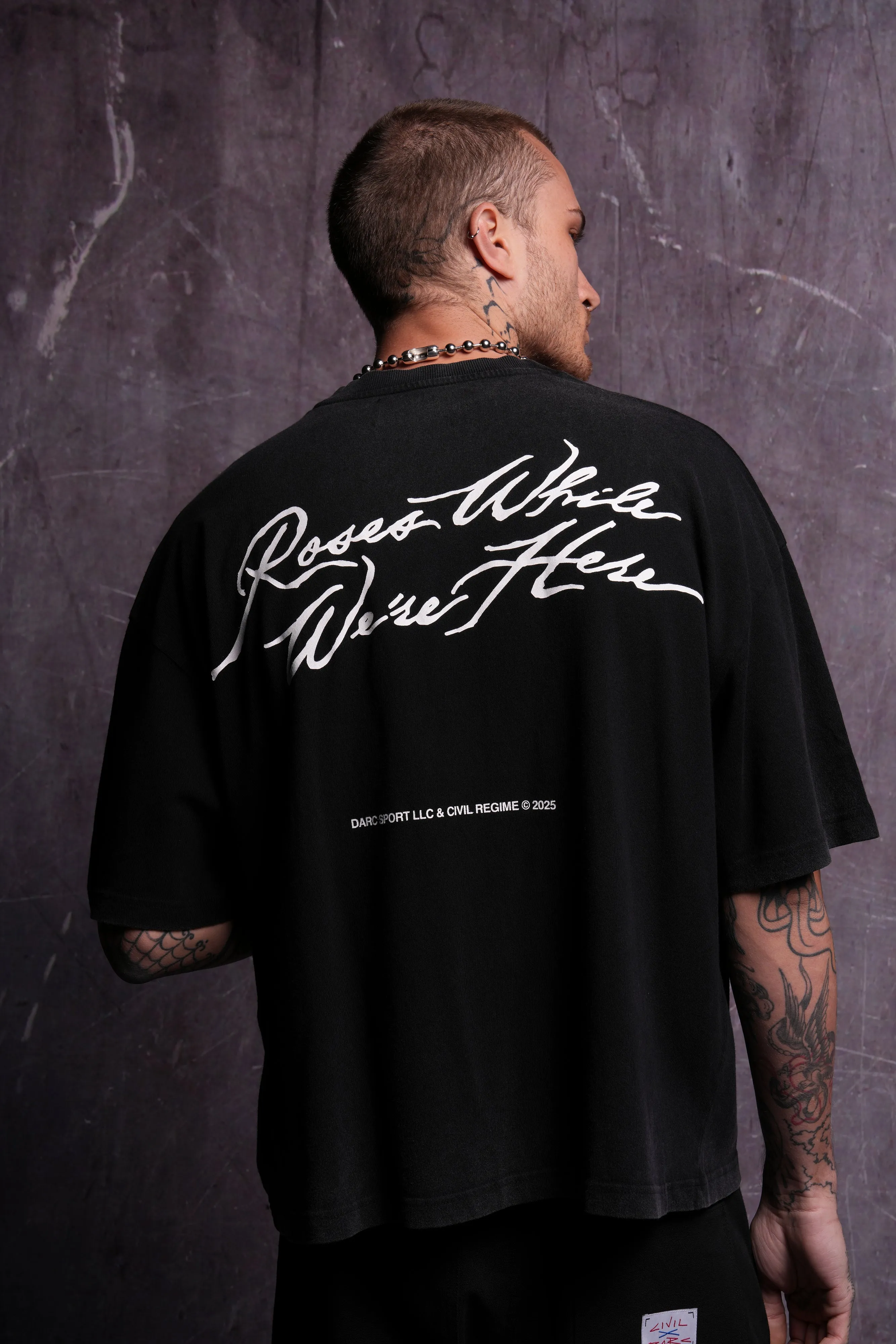 Roses While We're Here "Premium" Box Cut Tee in Black