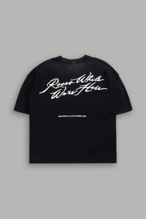Roses While We're Here "Premium" Box Cut Tee in Black