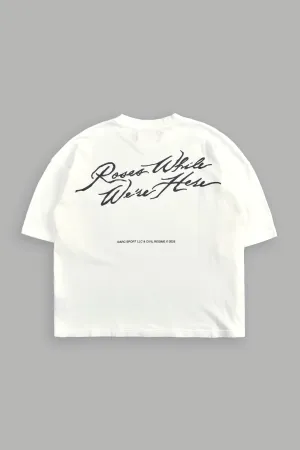 Roses While We're Here "Premium" Box Cut Tee in Cream