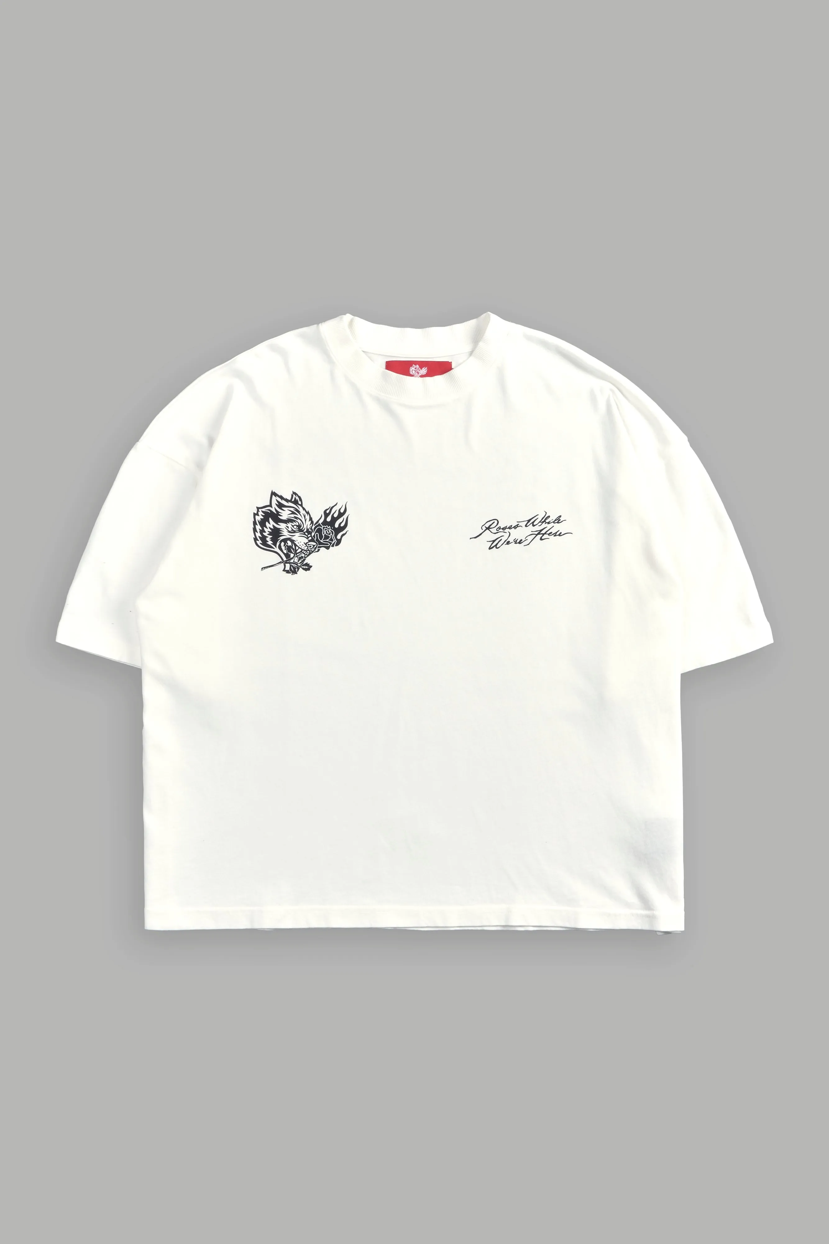 Roses While We're Here "Premium" Box Cut Tee in Cream