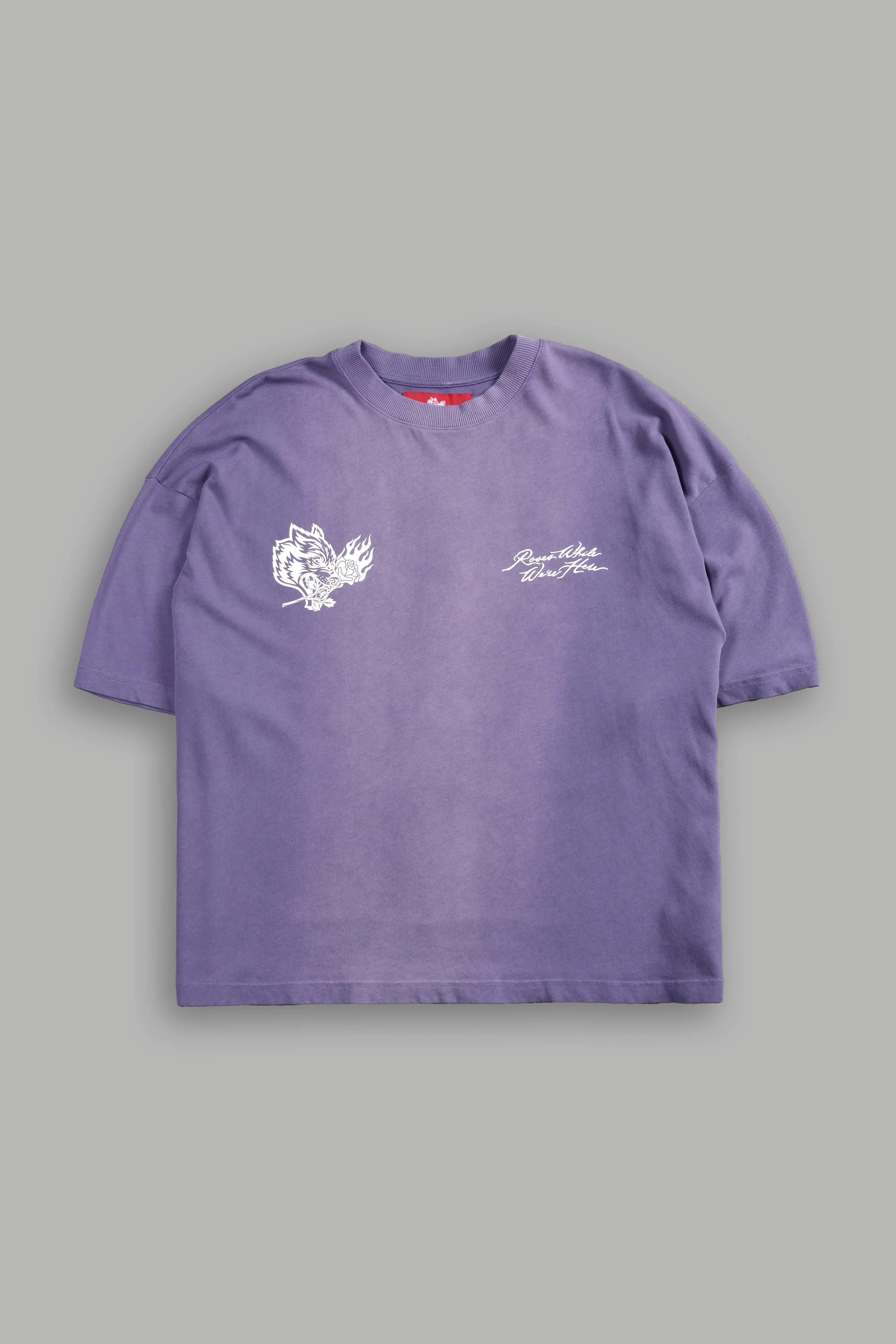 Roses While We're Here "Premium" Box Cut Tee in Darc Orchid Sun Fade