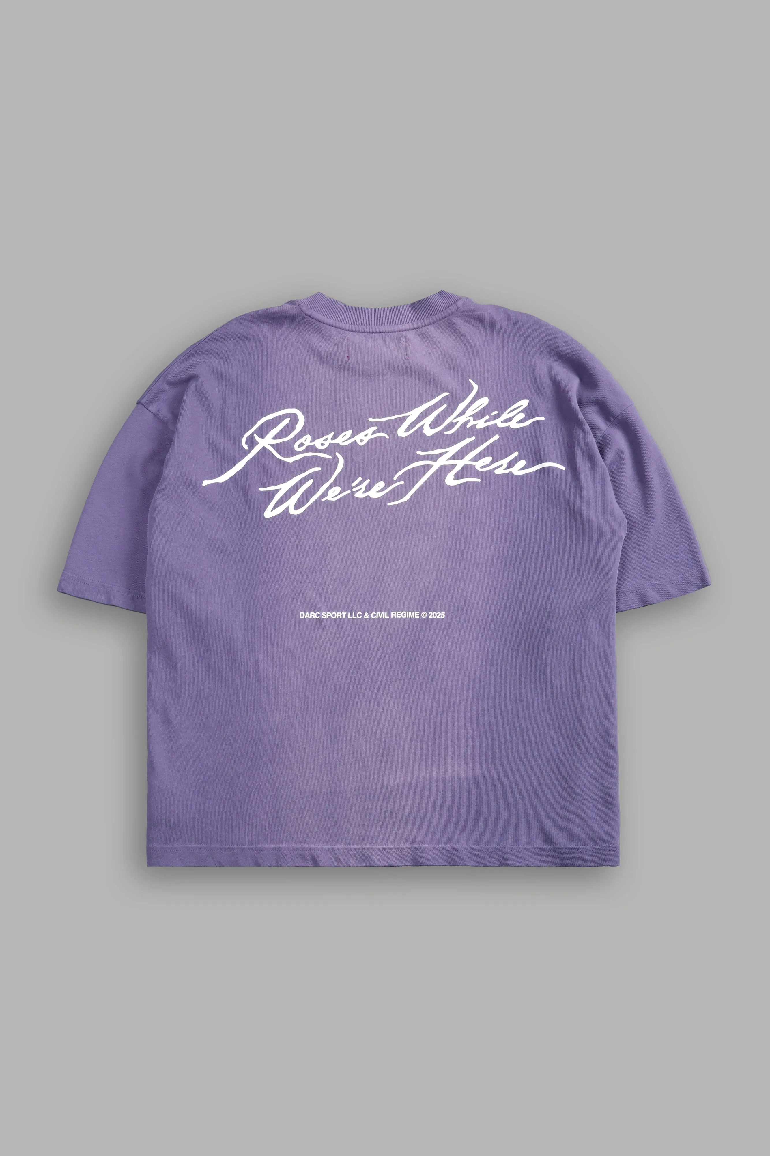 Roses While We're Here "Premium" Box Cut Tee in Darc Orchid Sun Fade