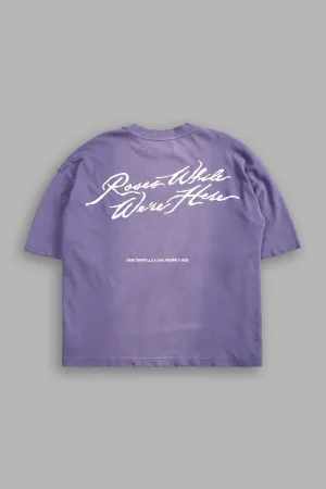 Roses While We're Here "Premium" Box Cut Tee in Darc Orchid Sun Fade