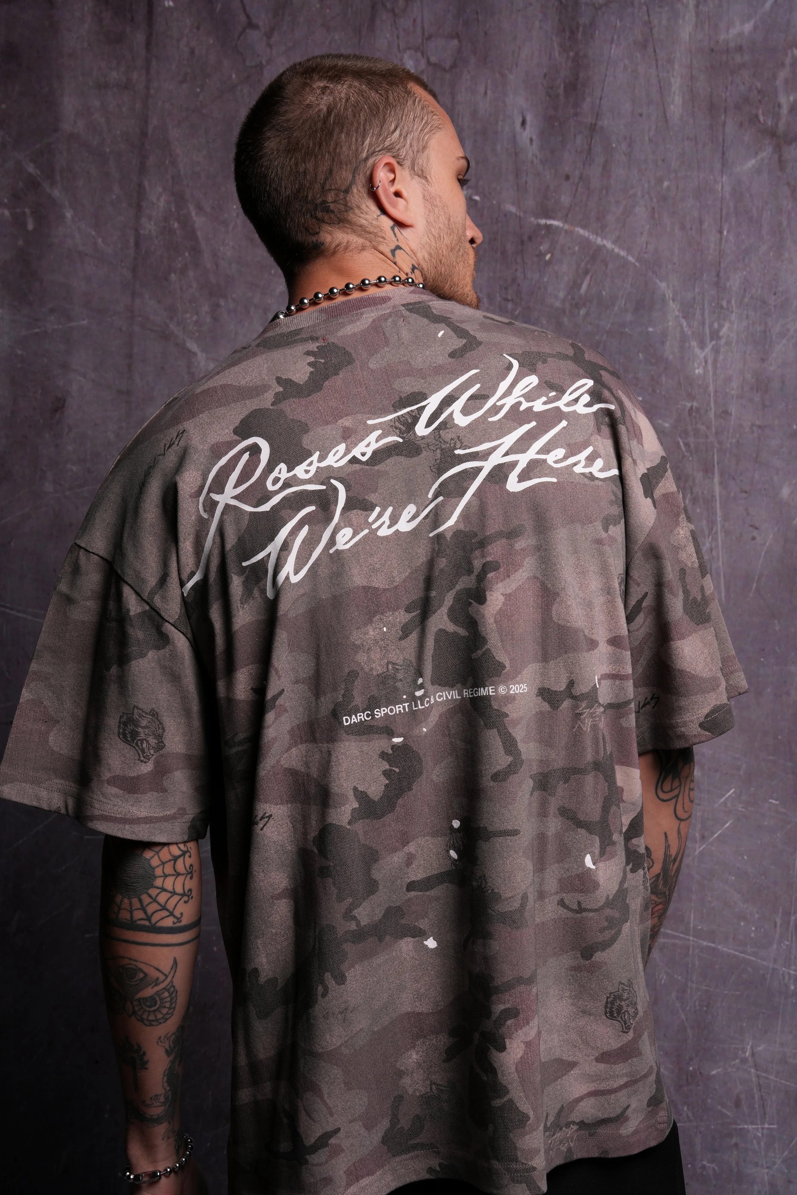 Roses While We're Here "Premium" Oversized Tee in Blooming Woodland Camo