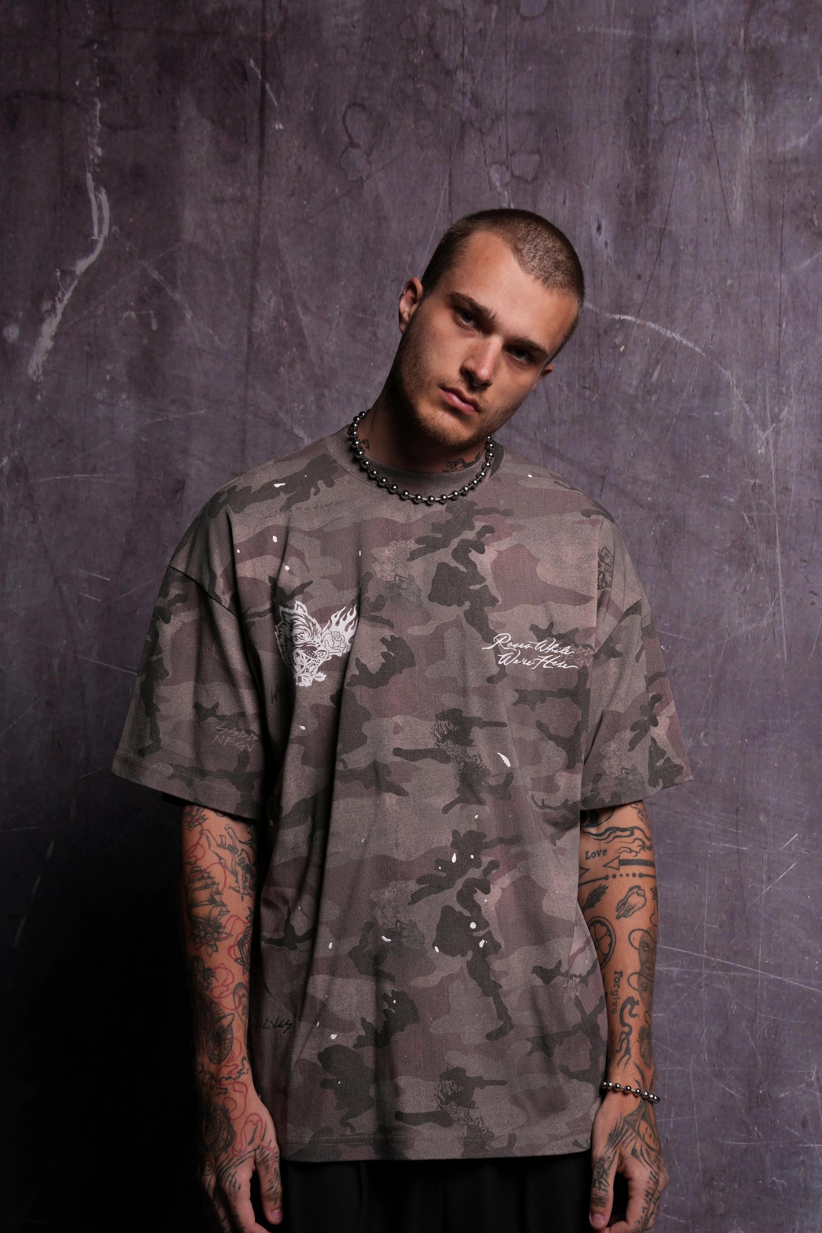 Roses While We're Here "Premium" Oversized Tee in Blooming Woodland Camo