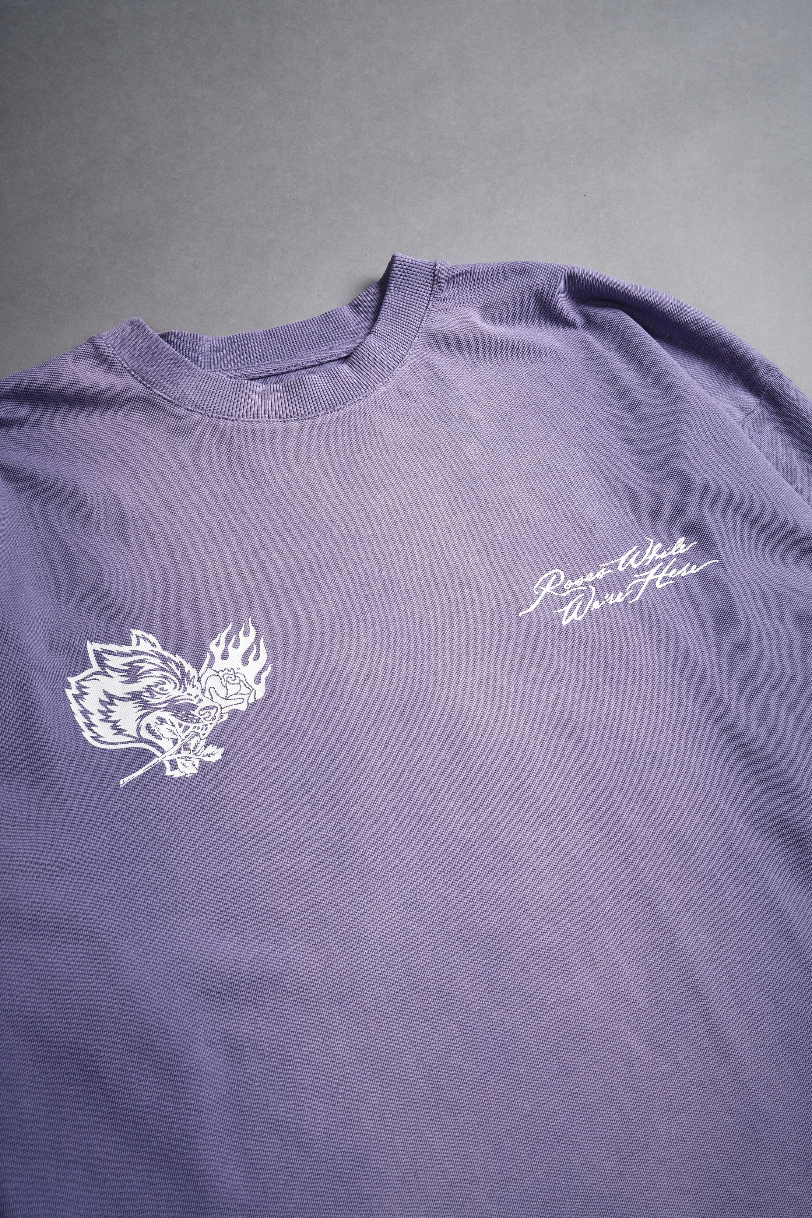 Roses While We're Here "Premium" Oversized Tee in Darc Orchid Sun Fade