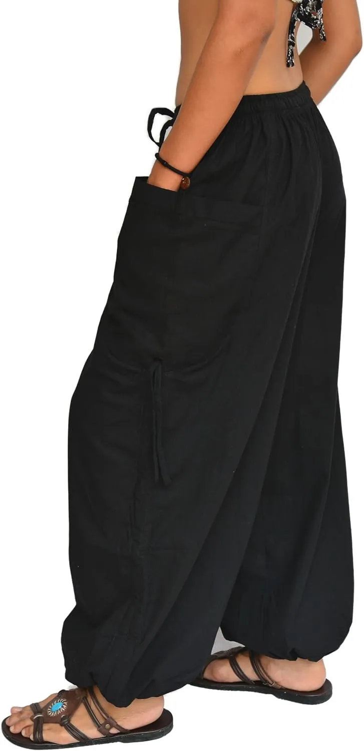 Sakoonee Yoga Lounge Pants Men Women Casual Baggy Trousers Adjustable Length 2 Pockets One Size, Elastic Waist