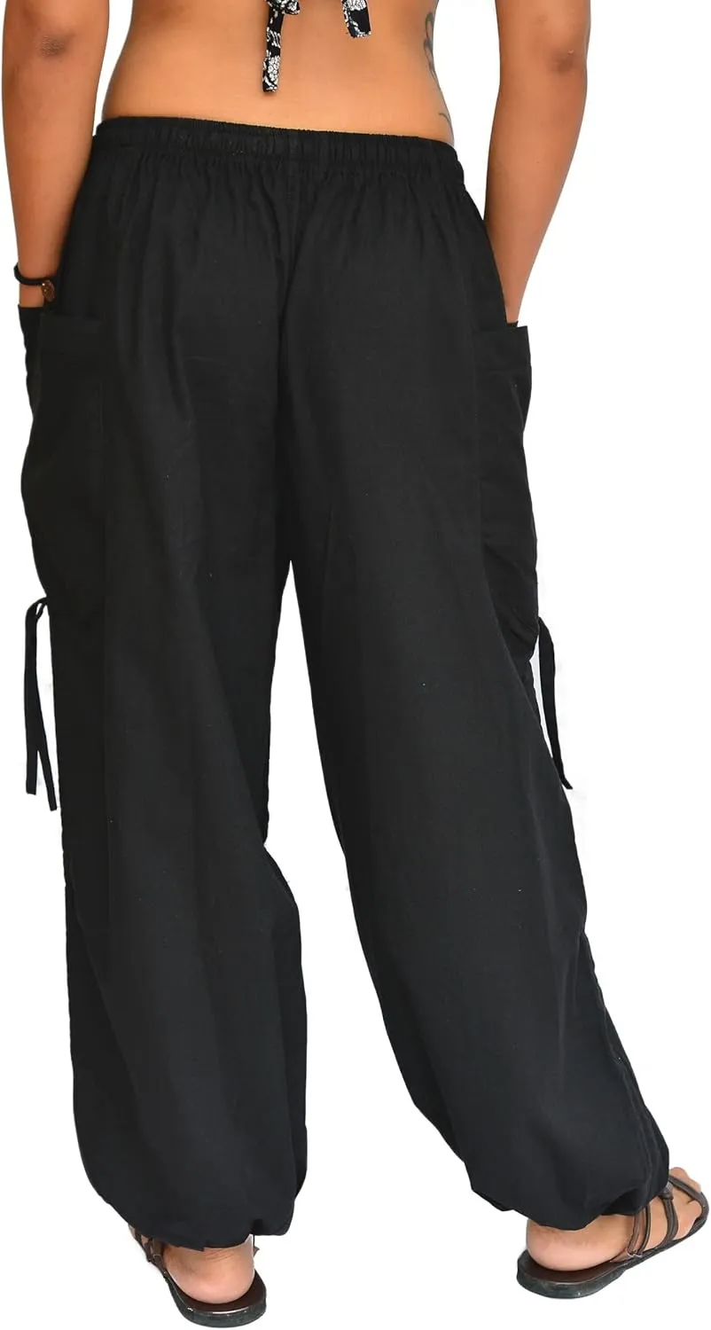 Sakoonee Yoga Lounge Pants Men Women Casual Baggy Trousers Adjustable Length 2 Pockets One Size, Elastic Waist