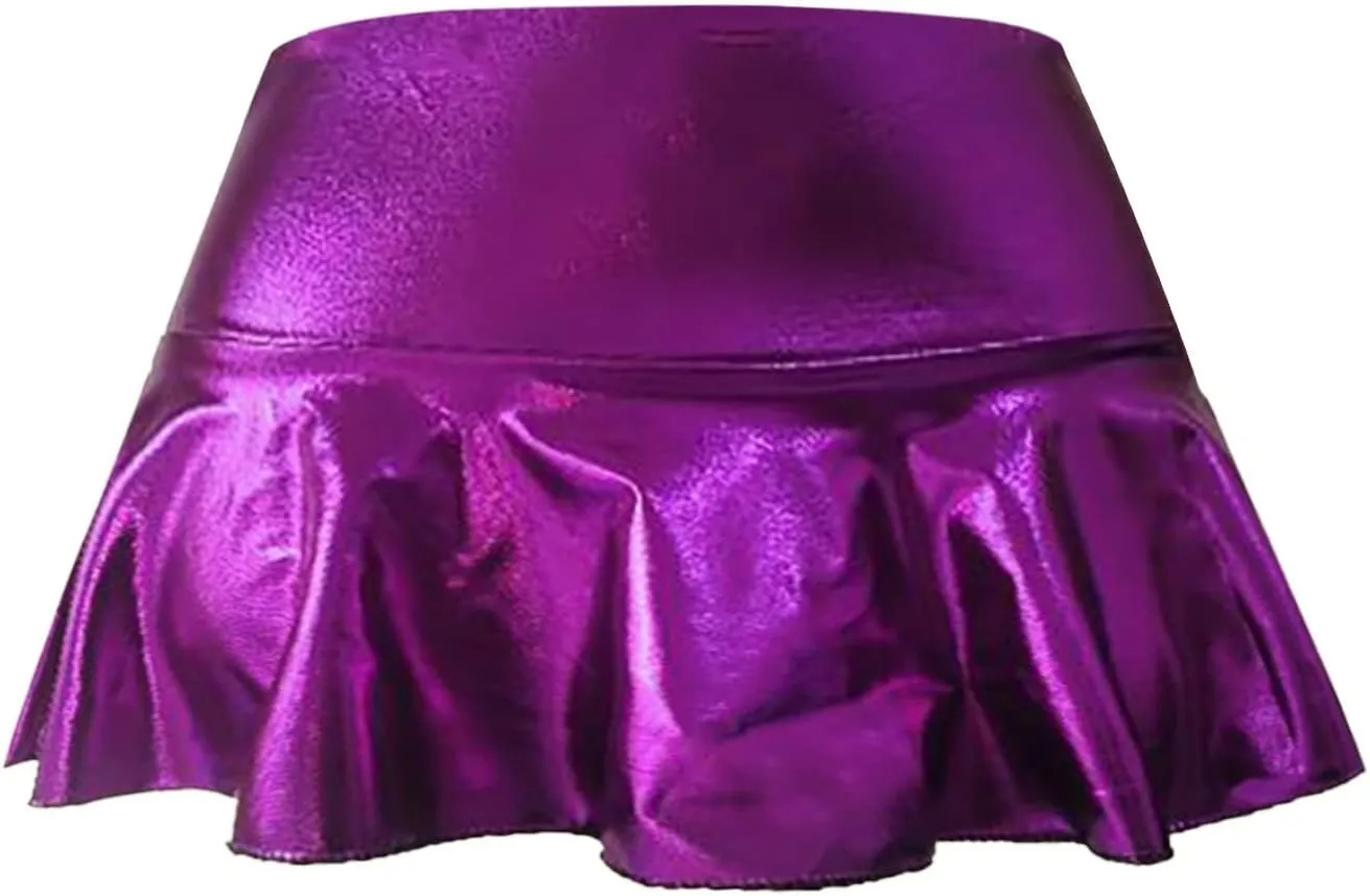 Short Mini Skirts for Women Trendy High Waisted Leather Pleated Solid Ruffle Skirt Fashion Skirts for Women 2024
