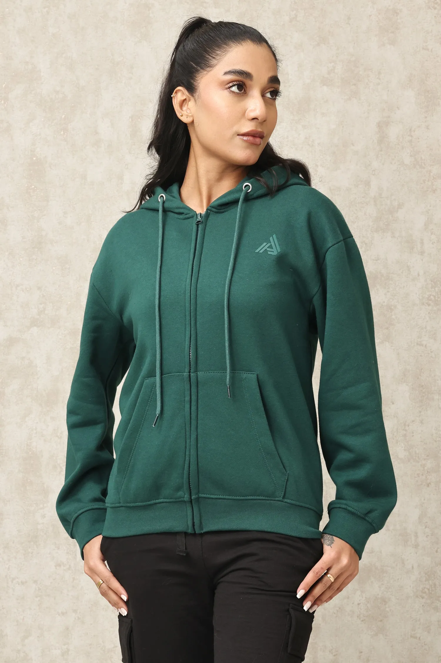 Streamlined Hoodie with Tailored Fit- Green